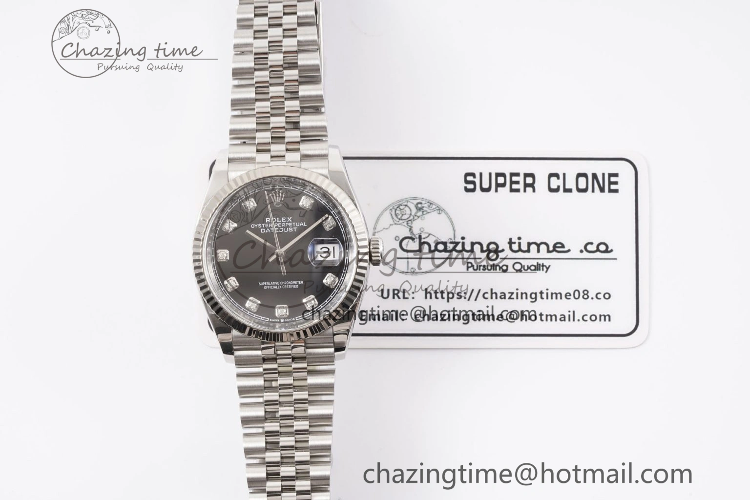 Comfortable DateJust 36 126234 Clean 1:1 Best Edition 904L Steel Black Diamonds Dial on Jubilee Bracelet VR 10135