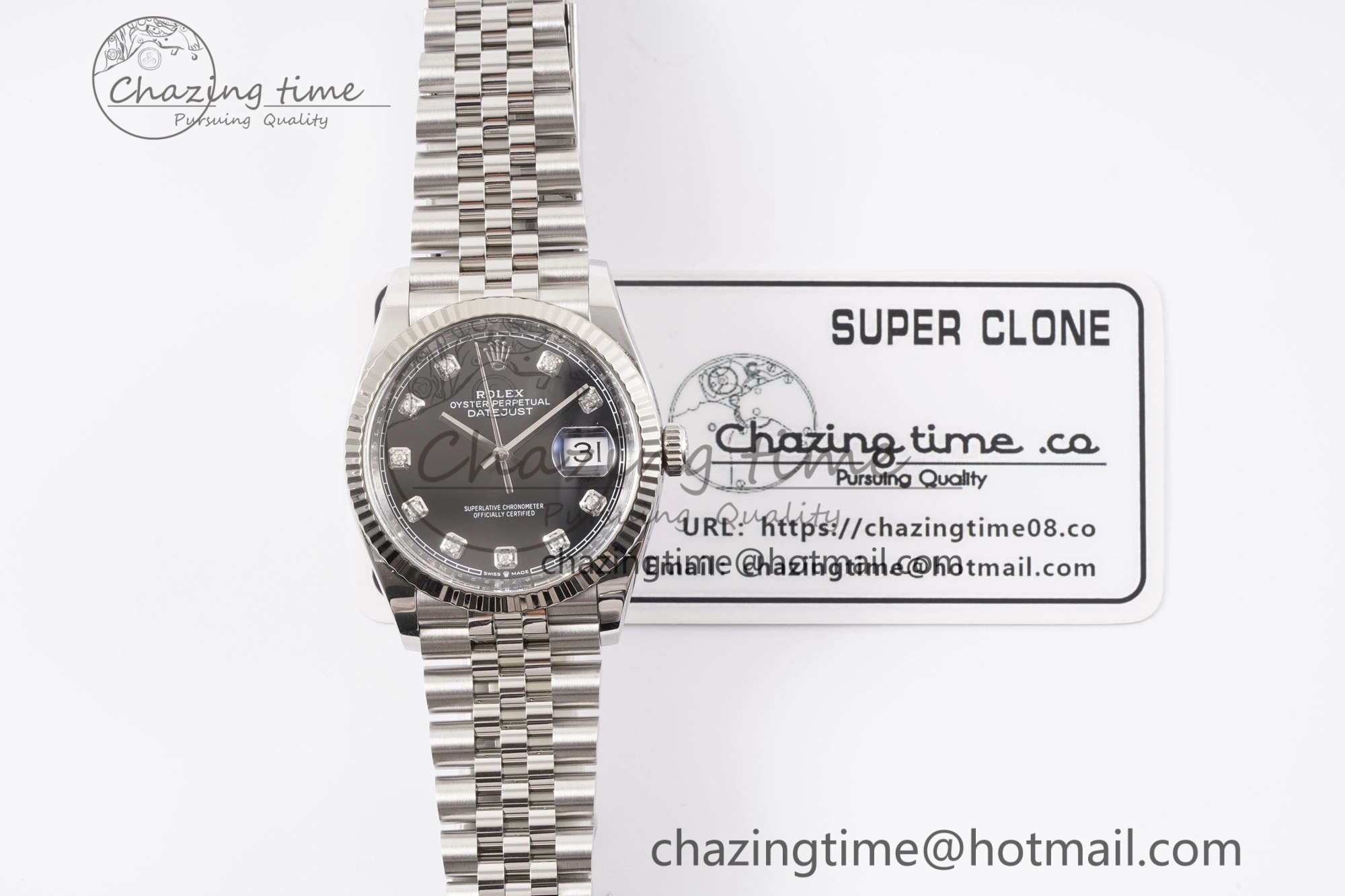 Comfortable DateJust 36 126234 Clean 1:1 Best Edition 904L Steel Black Diamonds Dial on Jubilee Bracelet VR 10135