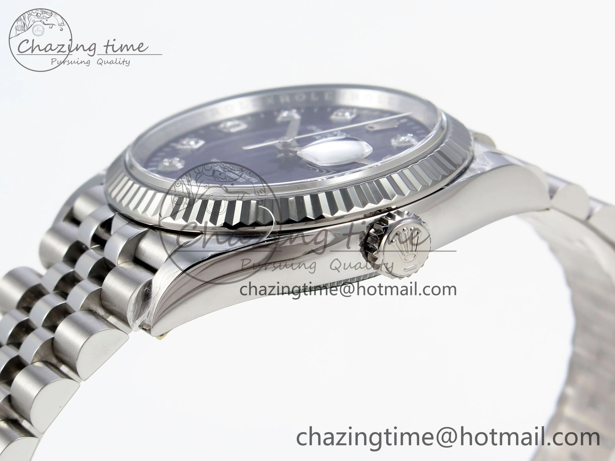 WellDesigned DateJust 36 126234 Clean 1:1 Best Edition 904L Steel Blue Textured Diamonds Dial on Jubilee Bracelet VR 1967