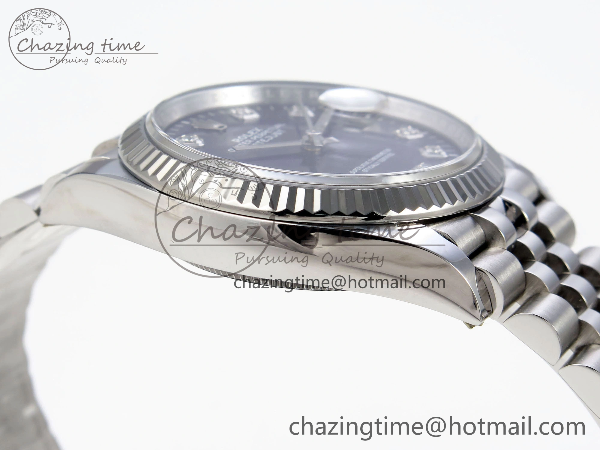WellDesigned DateJust 36 126234 Clean 1:1 Best Edition 904L Steel Blue Textured Diamonds Dial on Jubilee Bracelet VR 1967
