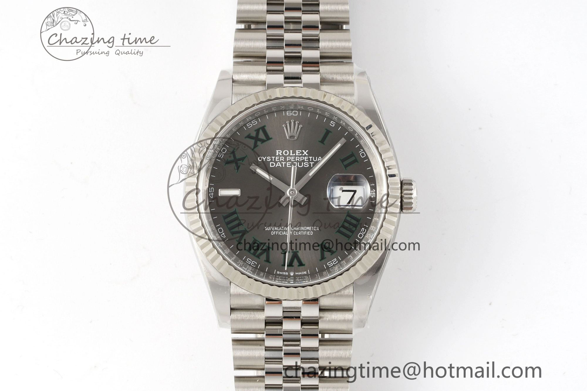 Reliable DateJust 36 126234 Clean 1:1 Best Edition 904L Steel Gray Dial Green Roman Markers on Jubilee Bracelet VR 10132