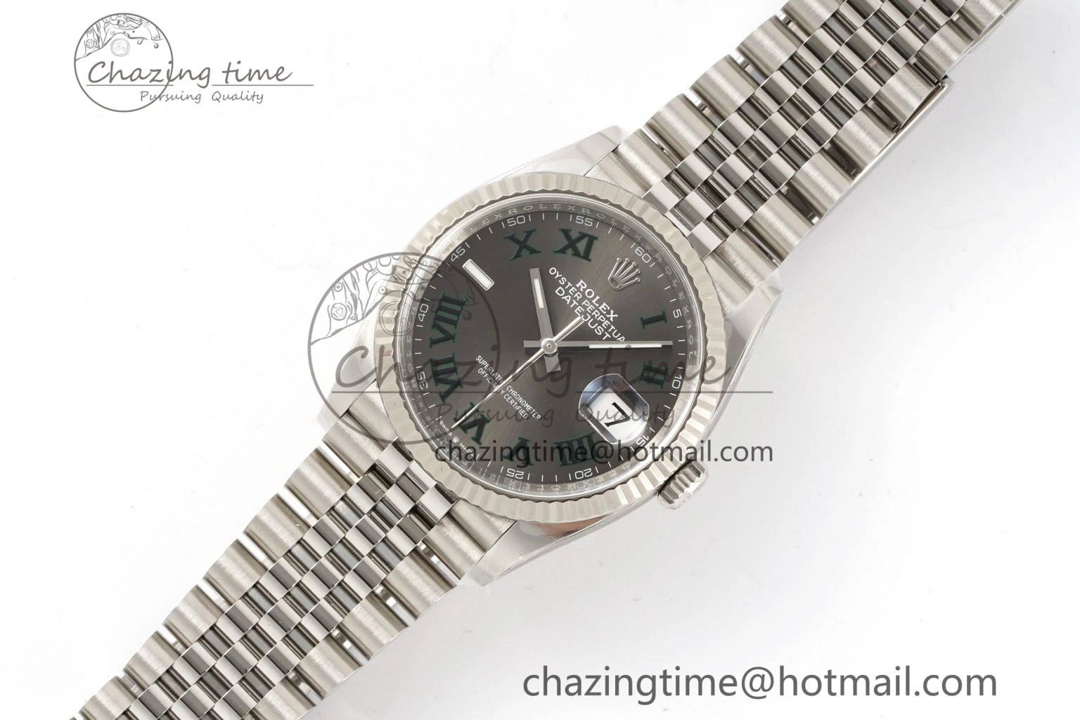 Reliable DateJust 36 126234 Clean 1:1 Best Edition 904L Steel Gray Dial Green Roman Markers on Jubilee Bracelet VR 10132