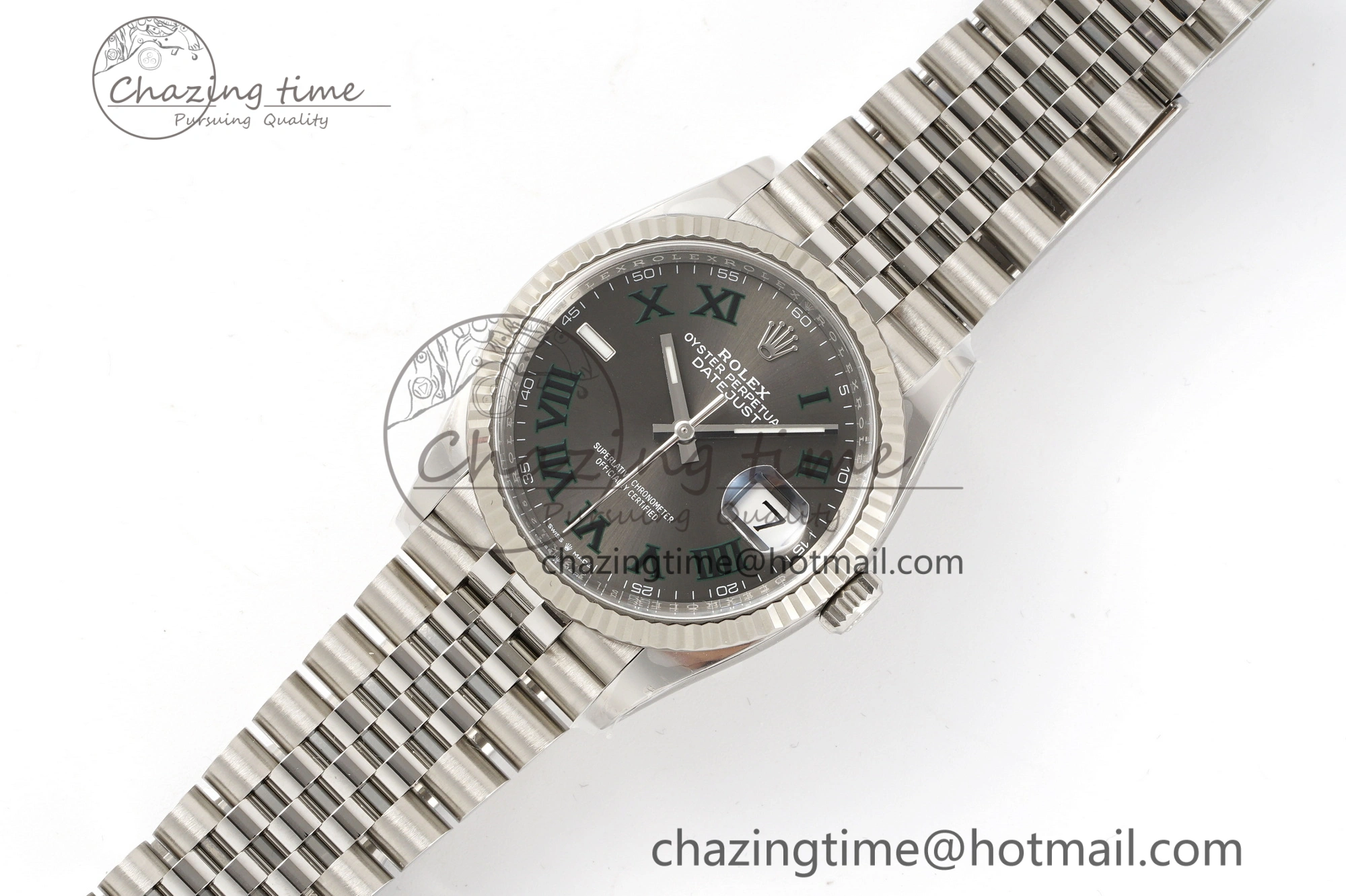 Reliable DateJust 36 126234 Clean 1:1 Best Edition 904L Steel Gray Dial Green Roman Markers on Jubilee Bracelet VR 10132