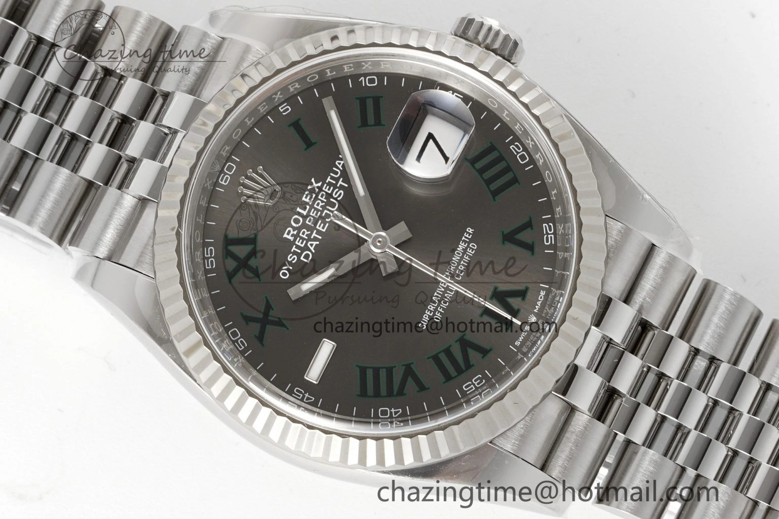 Reliable DateJust 36 126234 Clean 1:1 Best Edition 904L Steel Gray Dial Green Roman Markers on Jubilee Bracelet VR 10132