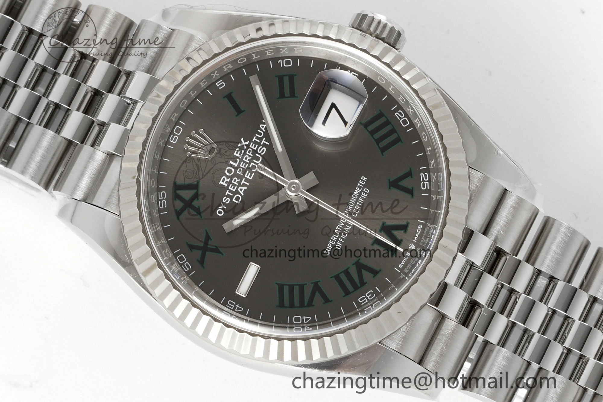 Reliable DateJust 36 126234 Clean 1:1 Best Edition 904L Steel Gray Dial Green Roman Markers on Jubilee Bracelet VR 10132