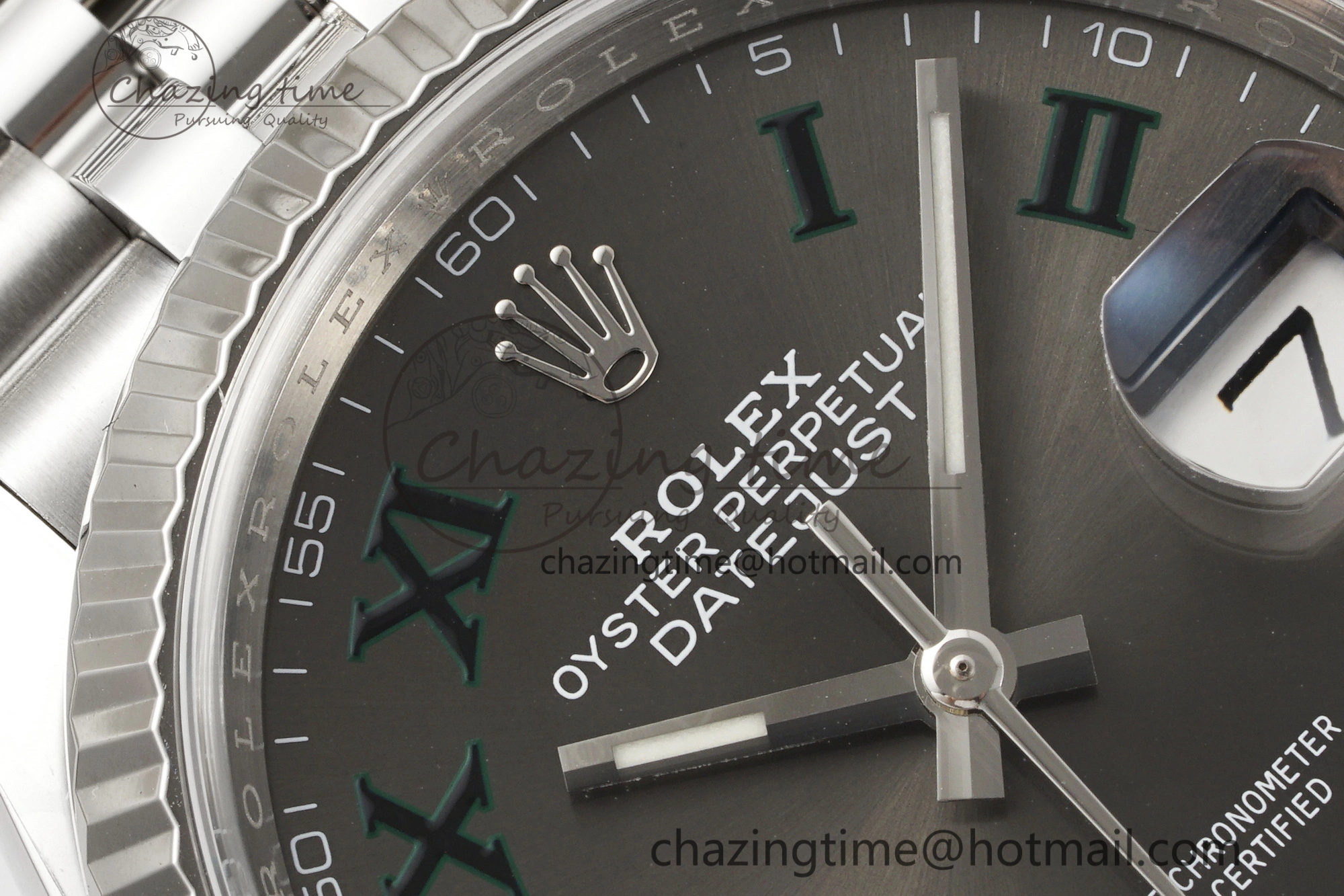 Reliable DateJust 36 126234 Clean 1:1 Best Edition 904L Steel Gray Dial Green Roman Markers on Jubilee Bracelet VR 10132