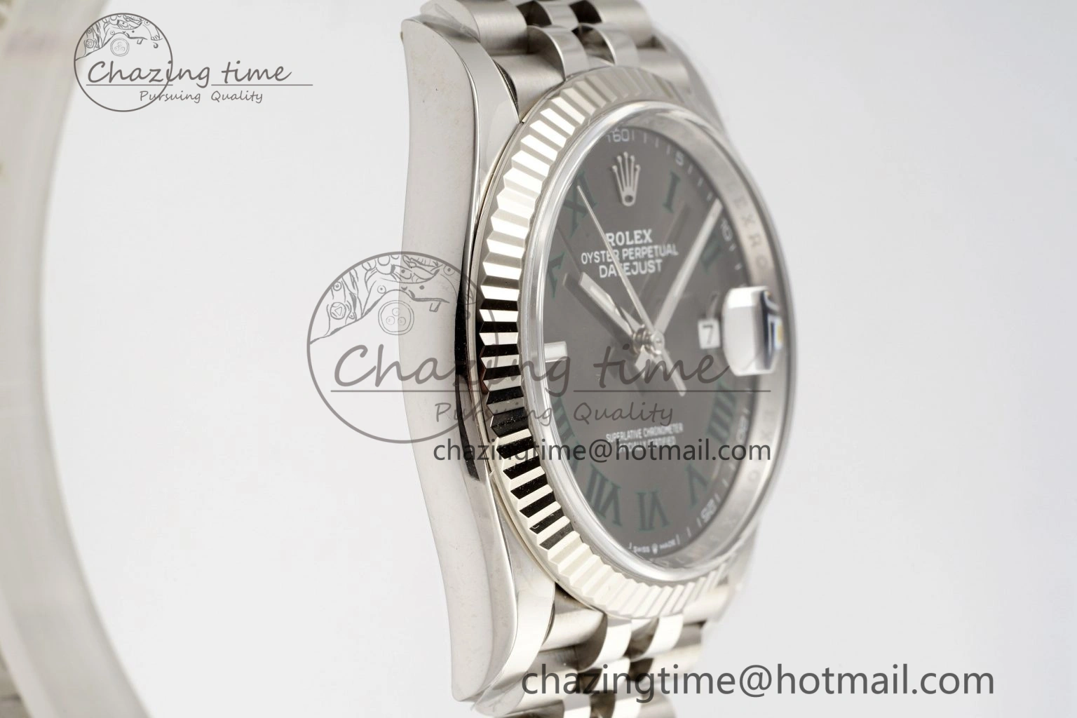 Reliable DateJust 36 126234 Clean 1:1 Best Edition 904L Steel Gray Dial Green Roman Markers on Jubilee Bracelet VR 10132