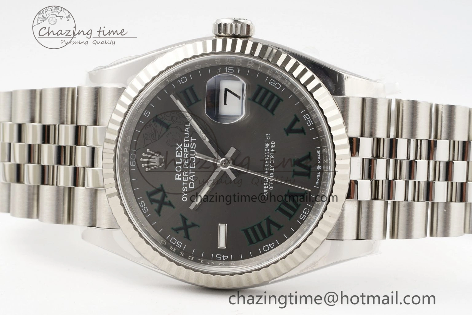 Reliable DateJust 36 126234 Clean 1:1 Best Edition 904L Steel Gray Dial Green Roman Markers on Jubilee Bracelet VR 10132