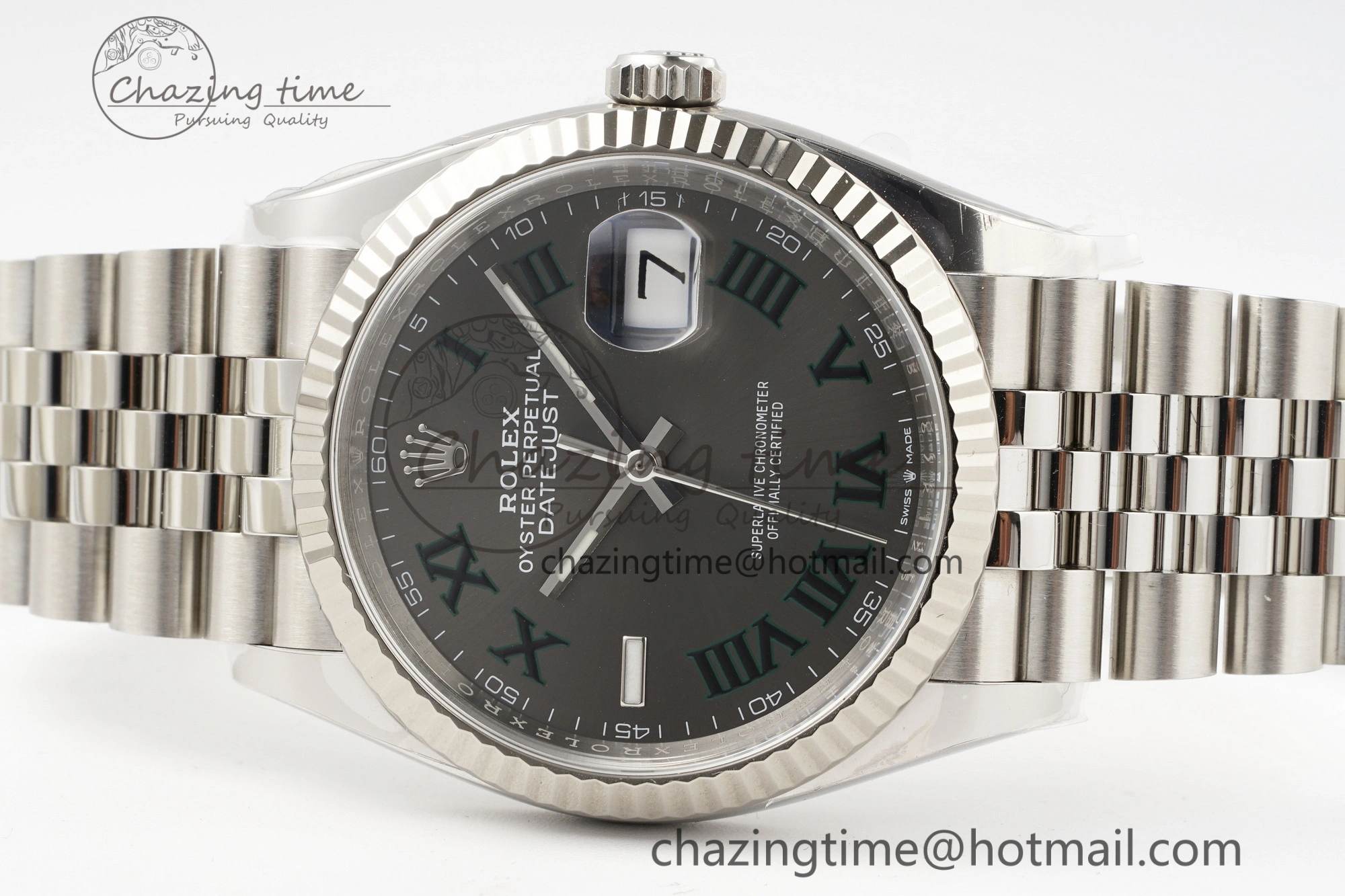 Reliable DateJust 36 126234 Clean 1:1 Best Edition 904L Steel Gray Dial Green Roman Markers on Jubilee Bracelet VR 10132