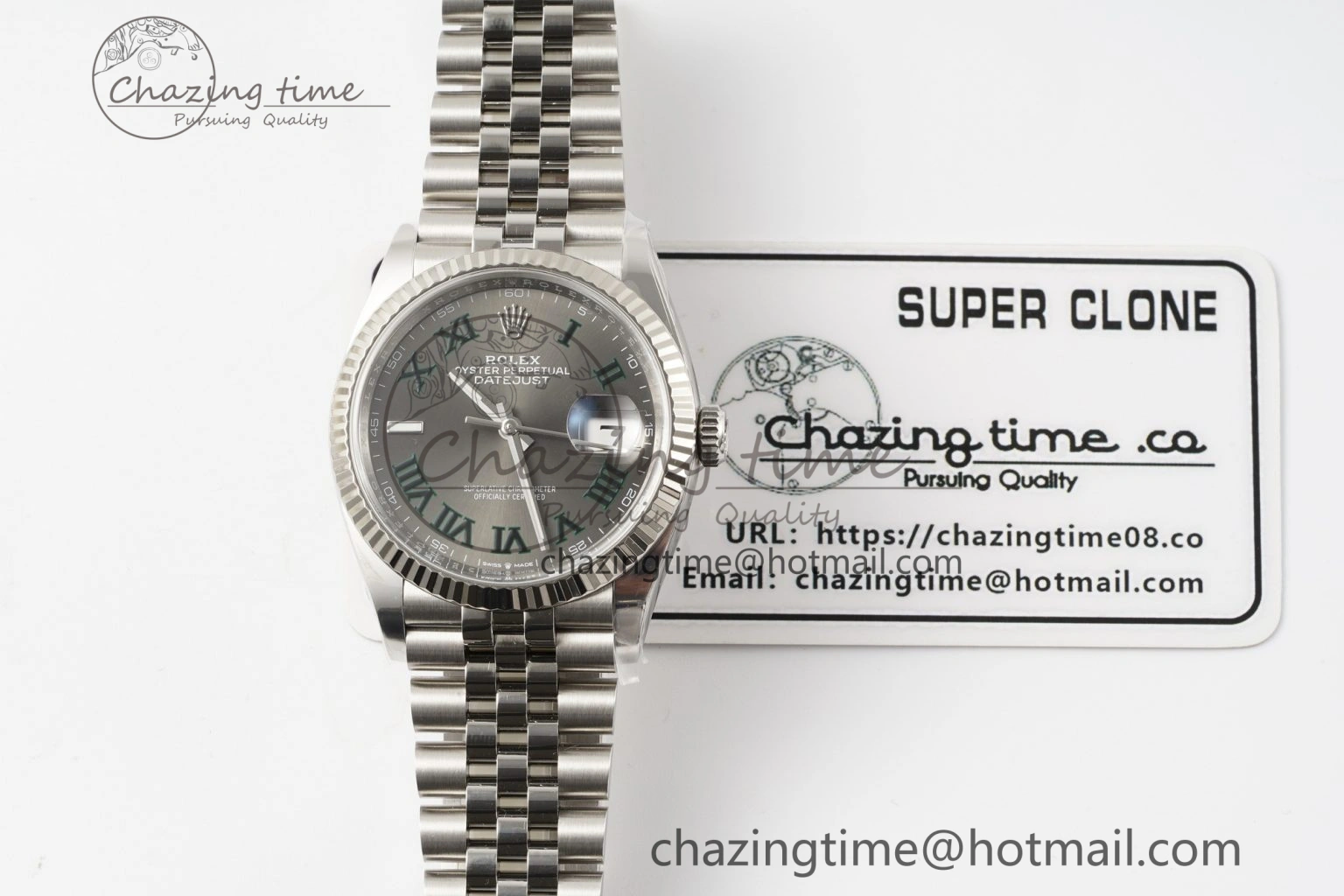 Reliable DateJust 36 126234 Clean 1:1 Best Edition 904L Steel Gray Dial Green Roman Markers on Jubilee Bracelet VR 10132