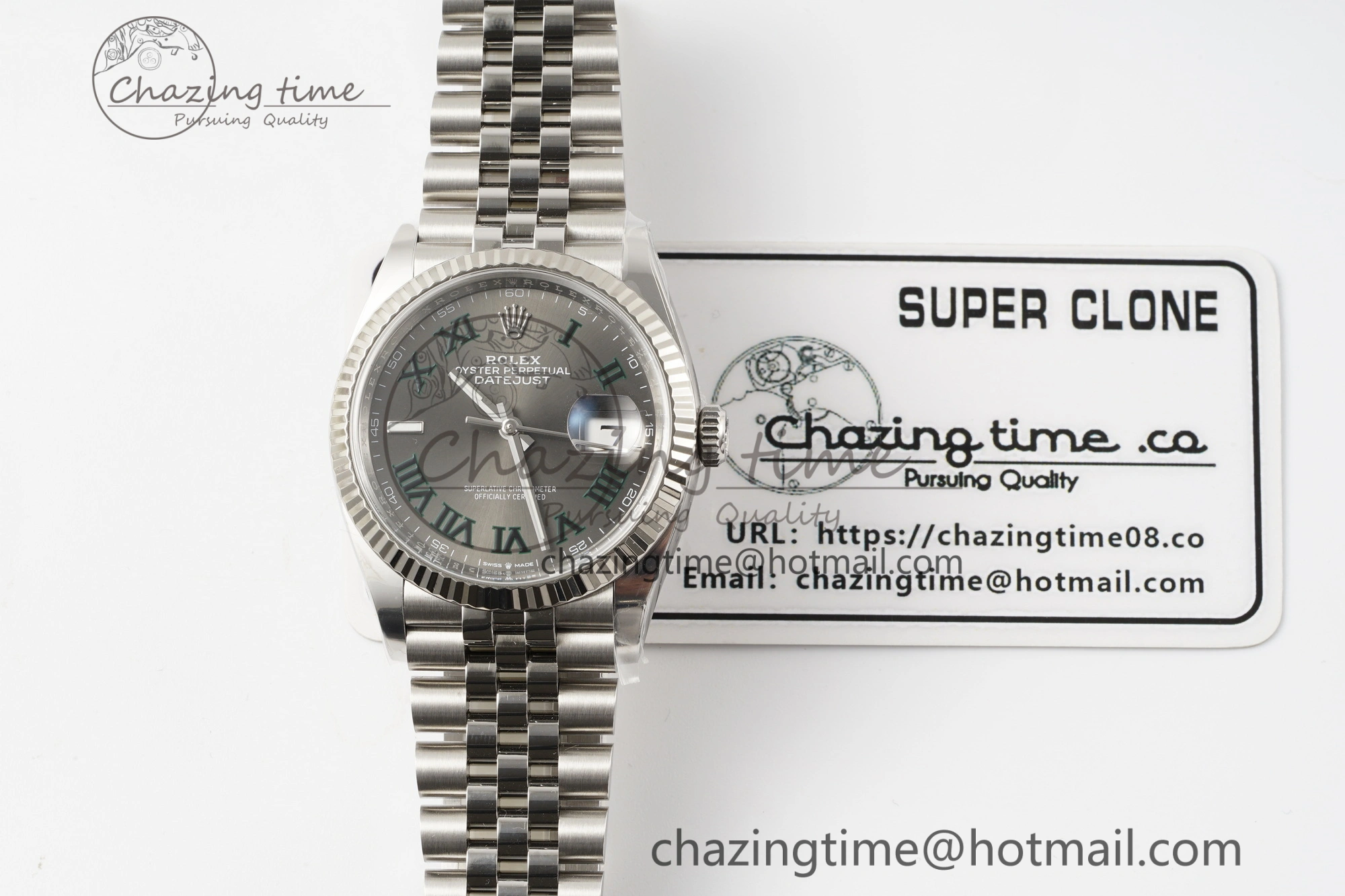 Reliable DateJust 36 126234 Clean 1:1 Best Edition 904L Steel Gray Dial Green Roman Markers on Jubilee Bracelet VR 10132