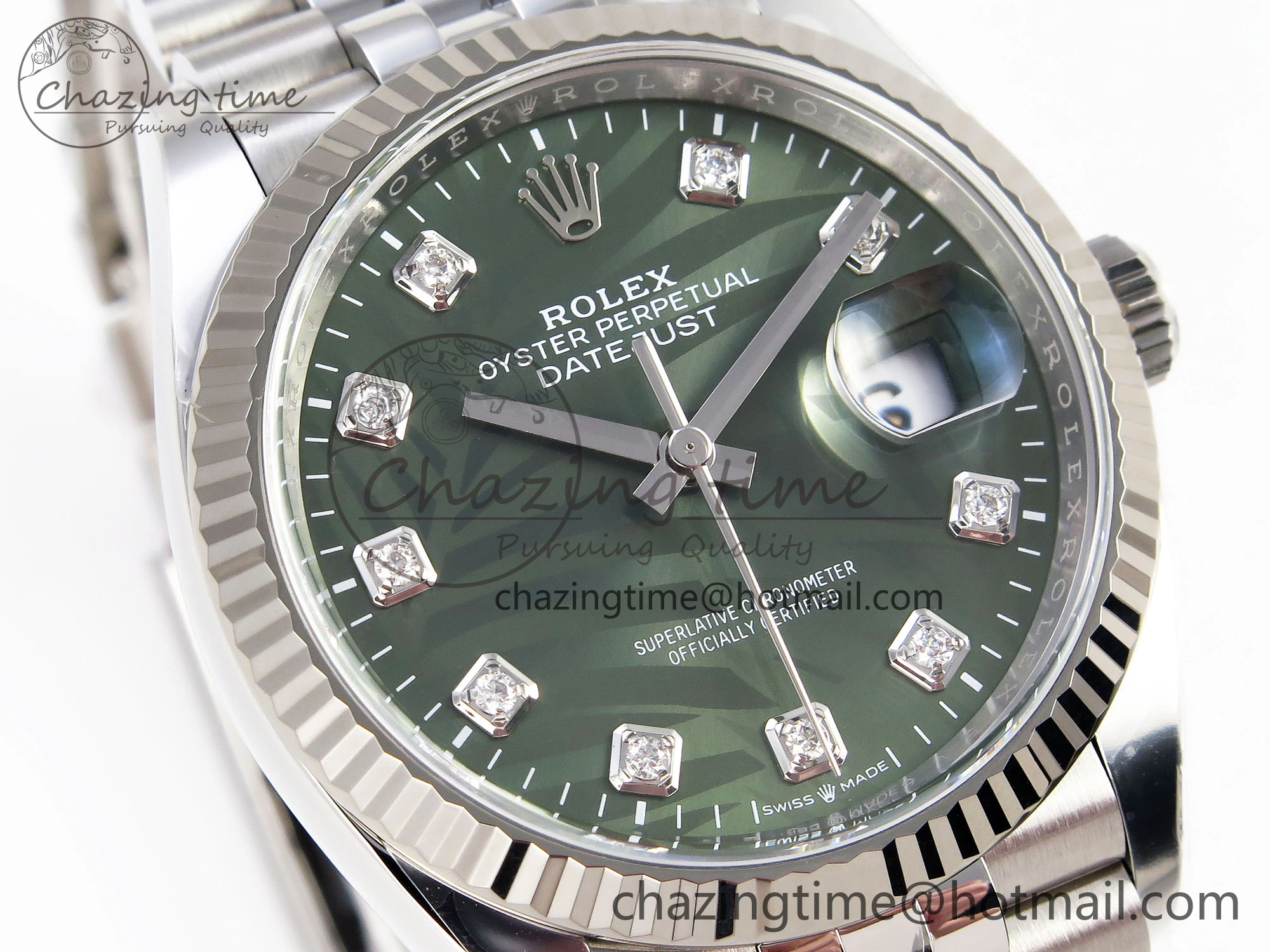 HighPerformance DateJust 36 126234 Clean 1:1 Best Edition 904L Steel Green Leaf Diamonds Dial on Jubilee Bracelet VR 1975