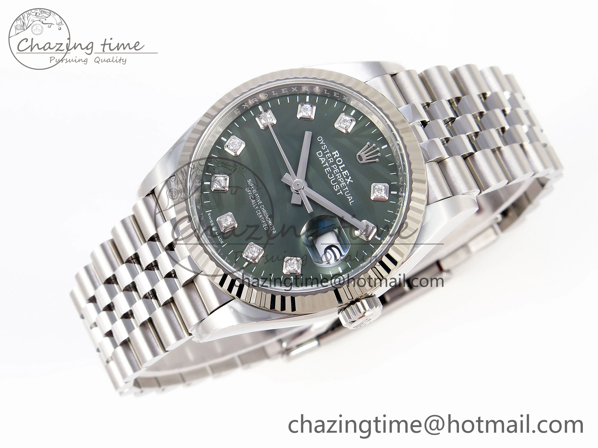 HighPerformance DateJust 36 126234 Clean 1:1 Best Edition 904L Steel Green Leaf Diamonds Dial on Jubilee Bracelet VR 1975
