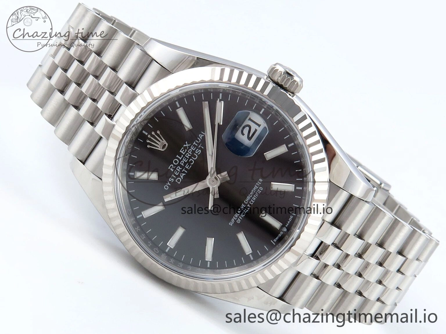 ModernLook DateJust 36 126234 EWEF Best Edition Black Dial Stick Marker on Jubilee Bracelet A 604