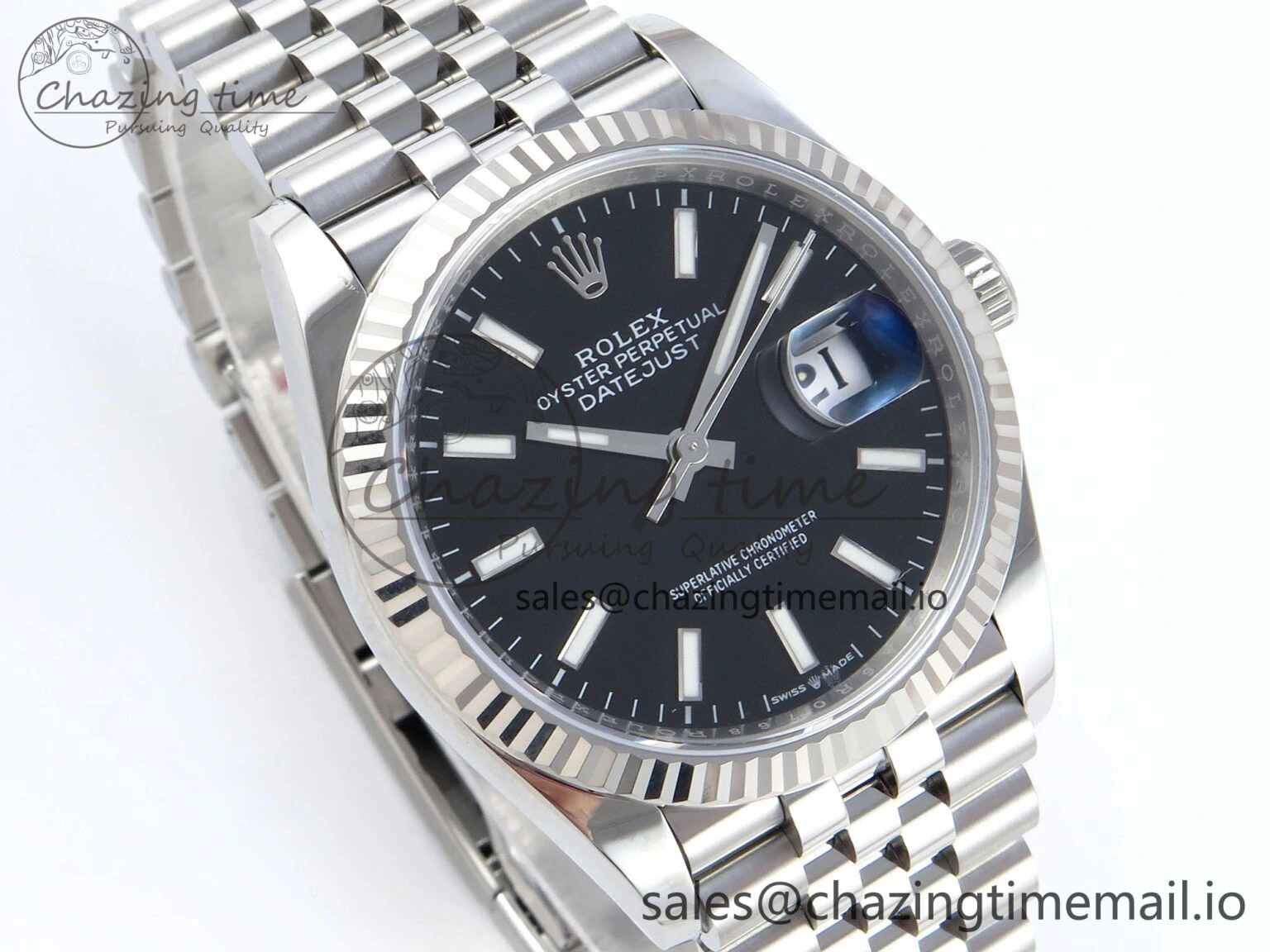ModernLook DateJust 36 126234 EWEF Best Edition Black Dial Stick Marker on Jubilee Bracelet A 604