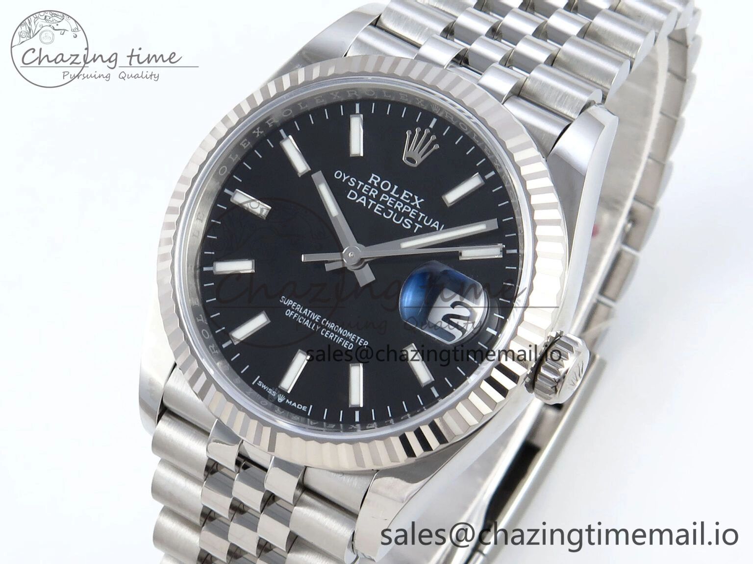 ModernLook DateJust 36 126234 EWEF Best Edition Black Dial Stick Marker on Jubilee Bracelet A 604