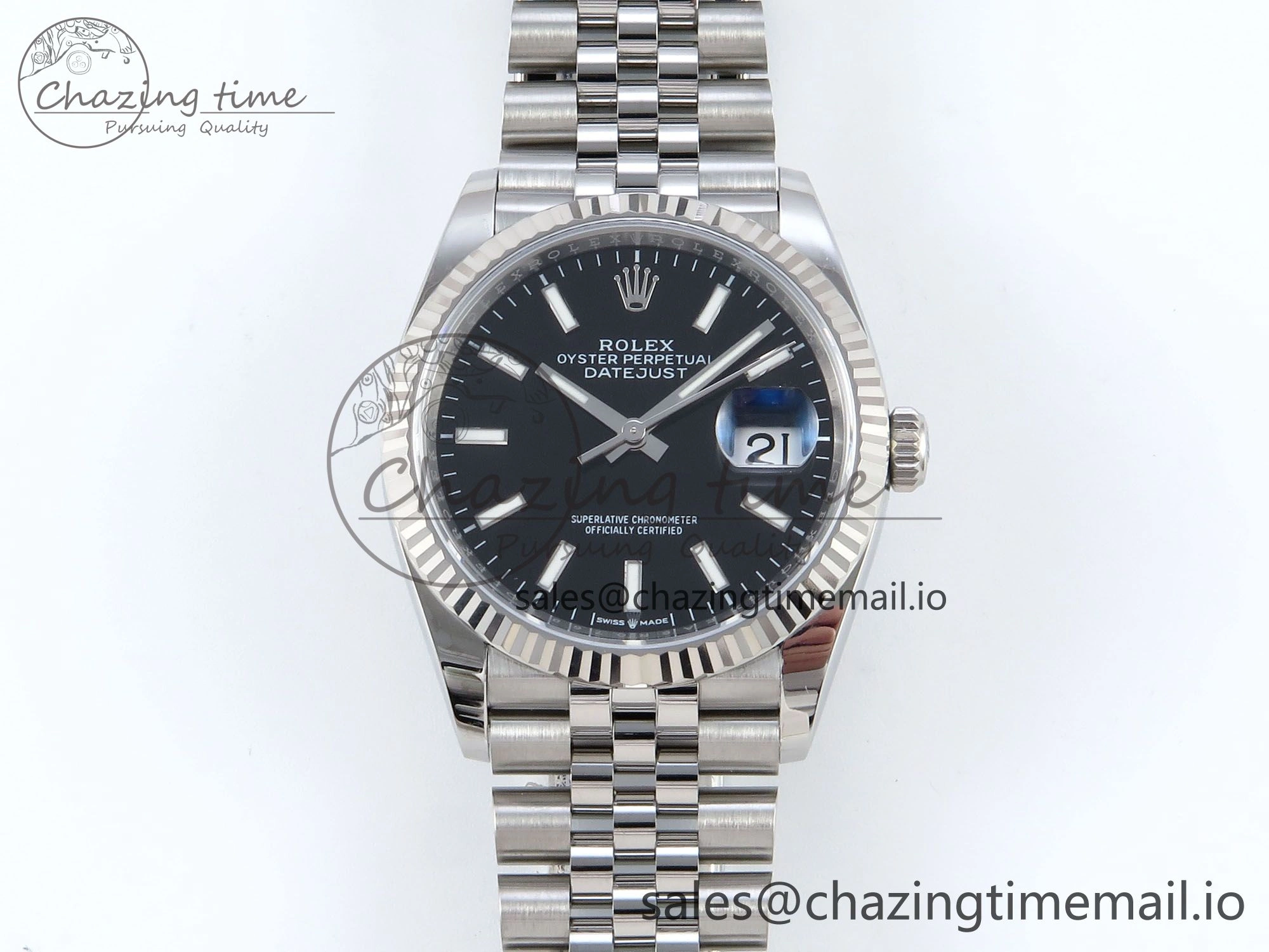 ModernLook DateJust 36 126234 EWEF Best Edition Black Dial Stick Marker on Jubilee Bracelet A 604