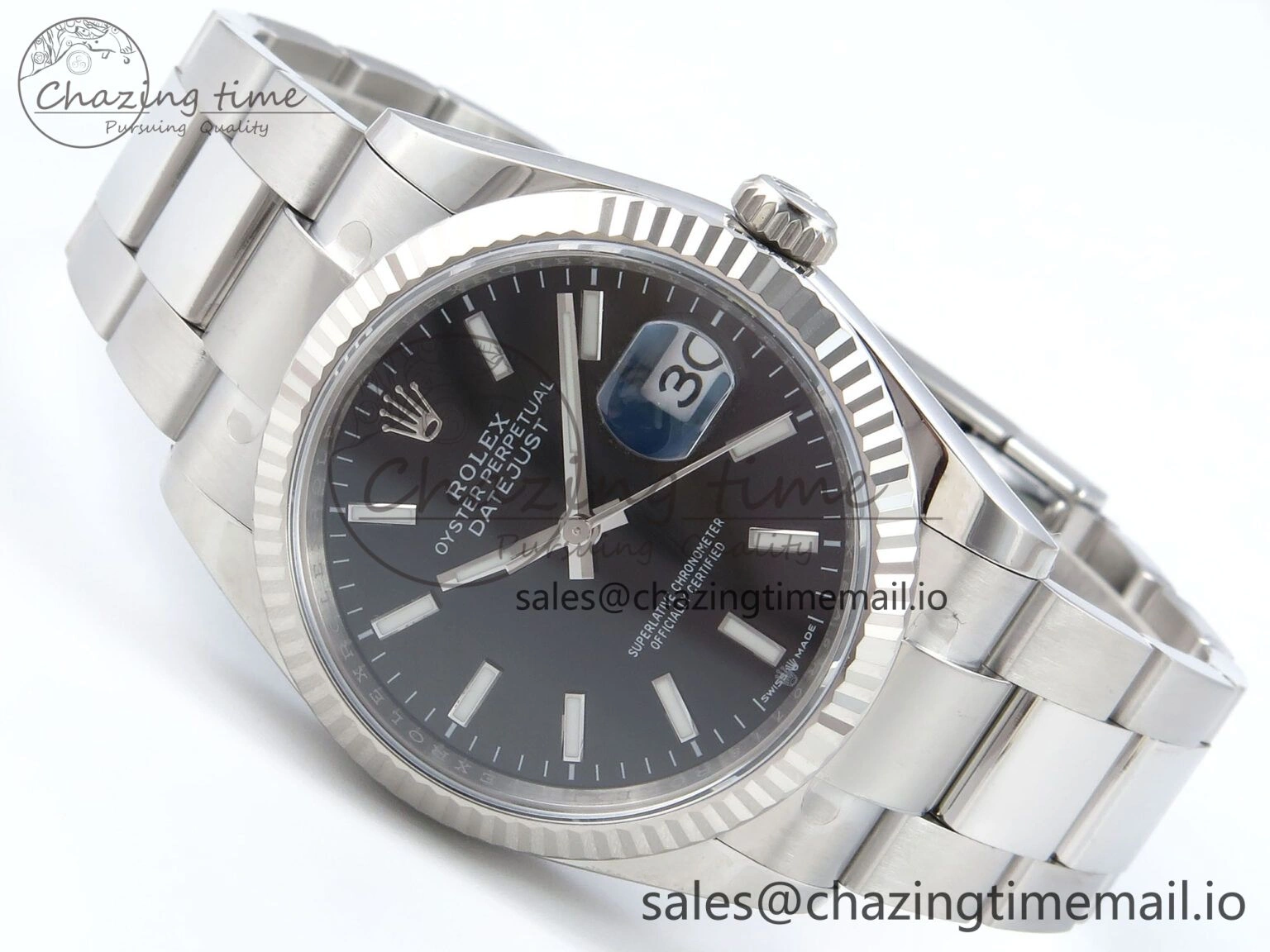 DateJust 36 126234 EWEF Best Edition Black Stick Diamonds Dial on Oyster Bracelet A Sleek 687