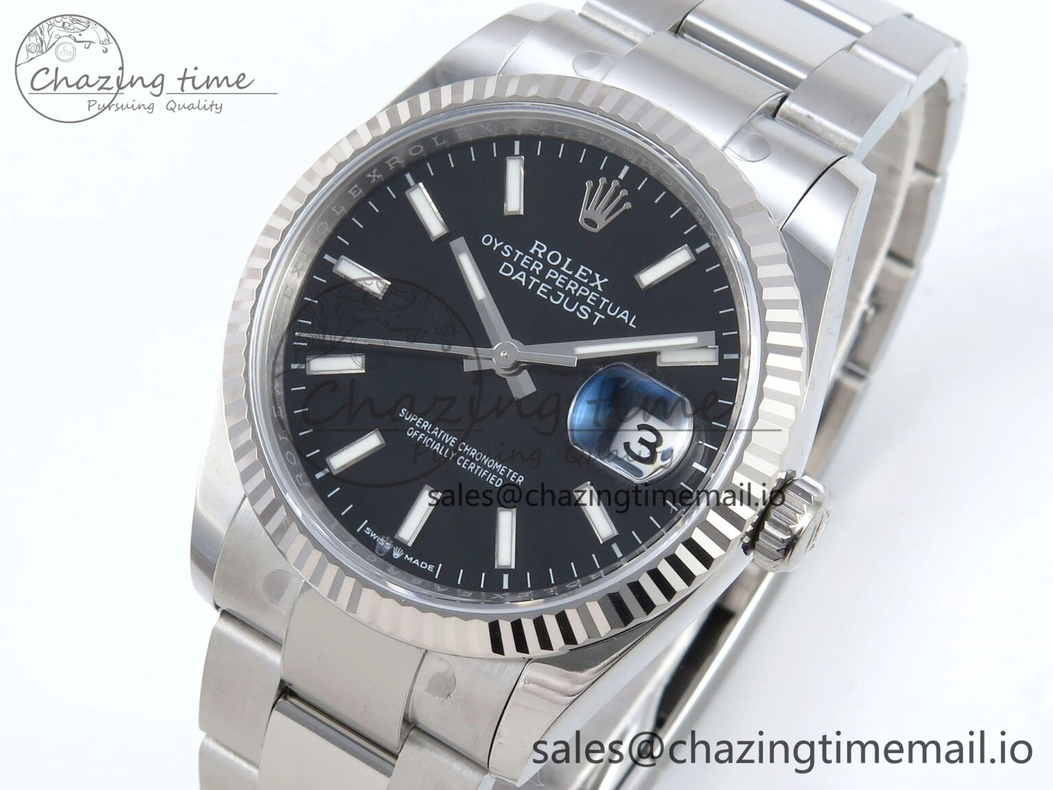 DateJust 36 126234 EWEF Best Edition Black Stick Diamonds Dial on Oyster Bracelet A Sleek 687