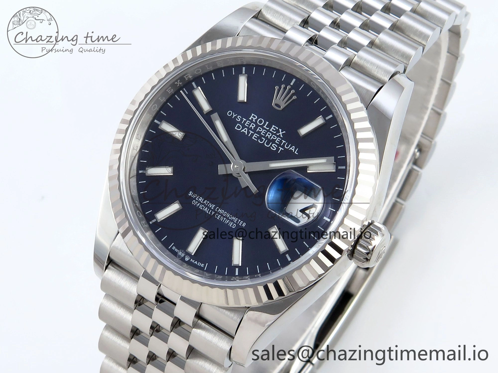 EasyMatch DateJust 36 126234 EWEF Best Edition Blue Dial Stick Marker on Jubilee Bracelet A 603