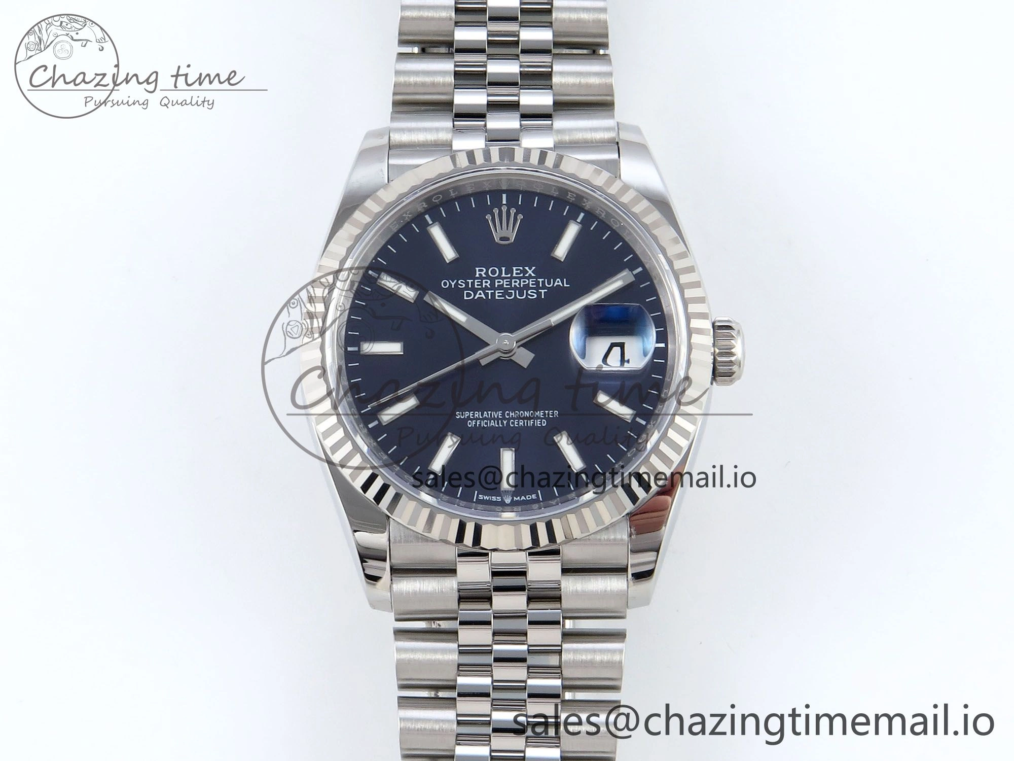 EasyMatch DateJust 36 126234 EWEF Best Edition Blue Dial Stick Marker on Jubilee Bracelet A 603