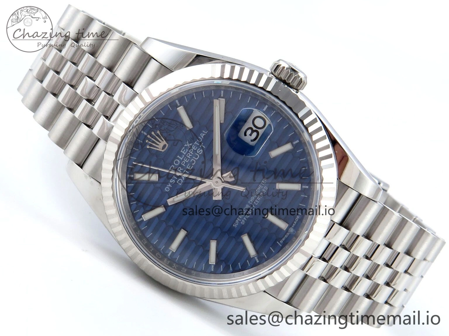 DateJust 36 126234 EWEF Best Edition Blue Textured Dial Stick Marker on Jubilee Bracelet A QuickDry 607
