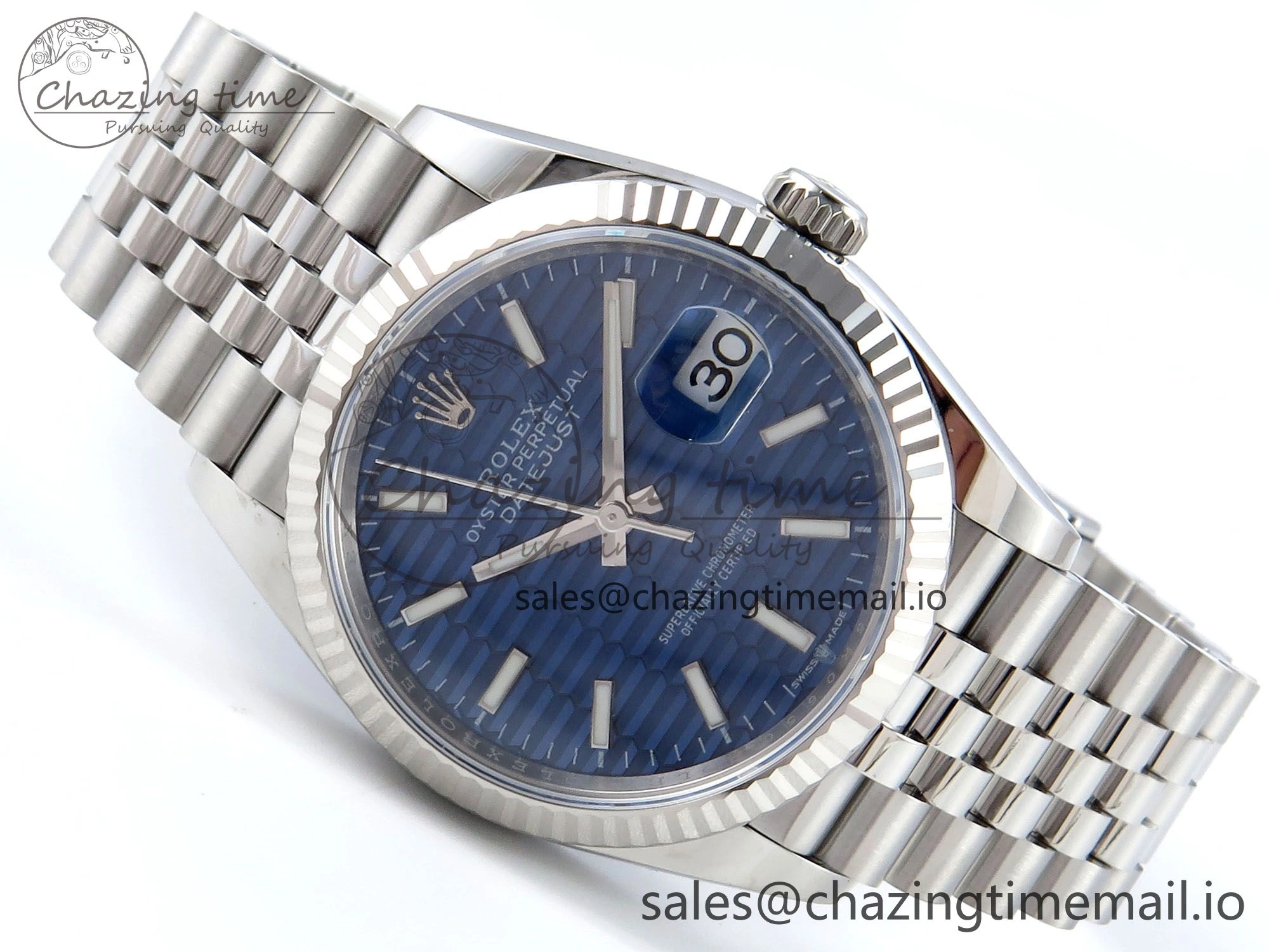 DateJust 36 126234 EWEF Best Edition Blue Textured Dial Stick Marker on Jubilee Bracelet A QuickDry 607