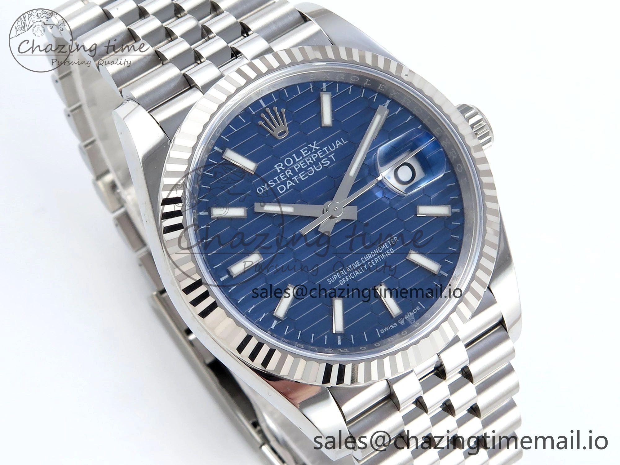 DateJust 36 126234 EWEF Best Edition Blue Textured Dial Stick Marker on Jubilee Bracelet A QuickDry 607