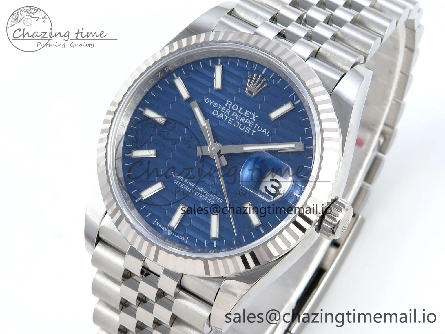 DateJust 36 126234 EWEF Best Edition Blue Textured Dial Stick Marker on Jubilee Bracelet A QuickDry 607