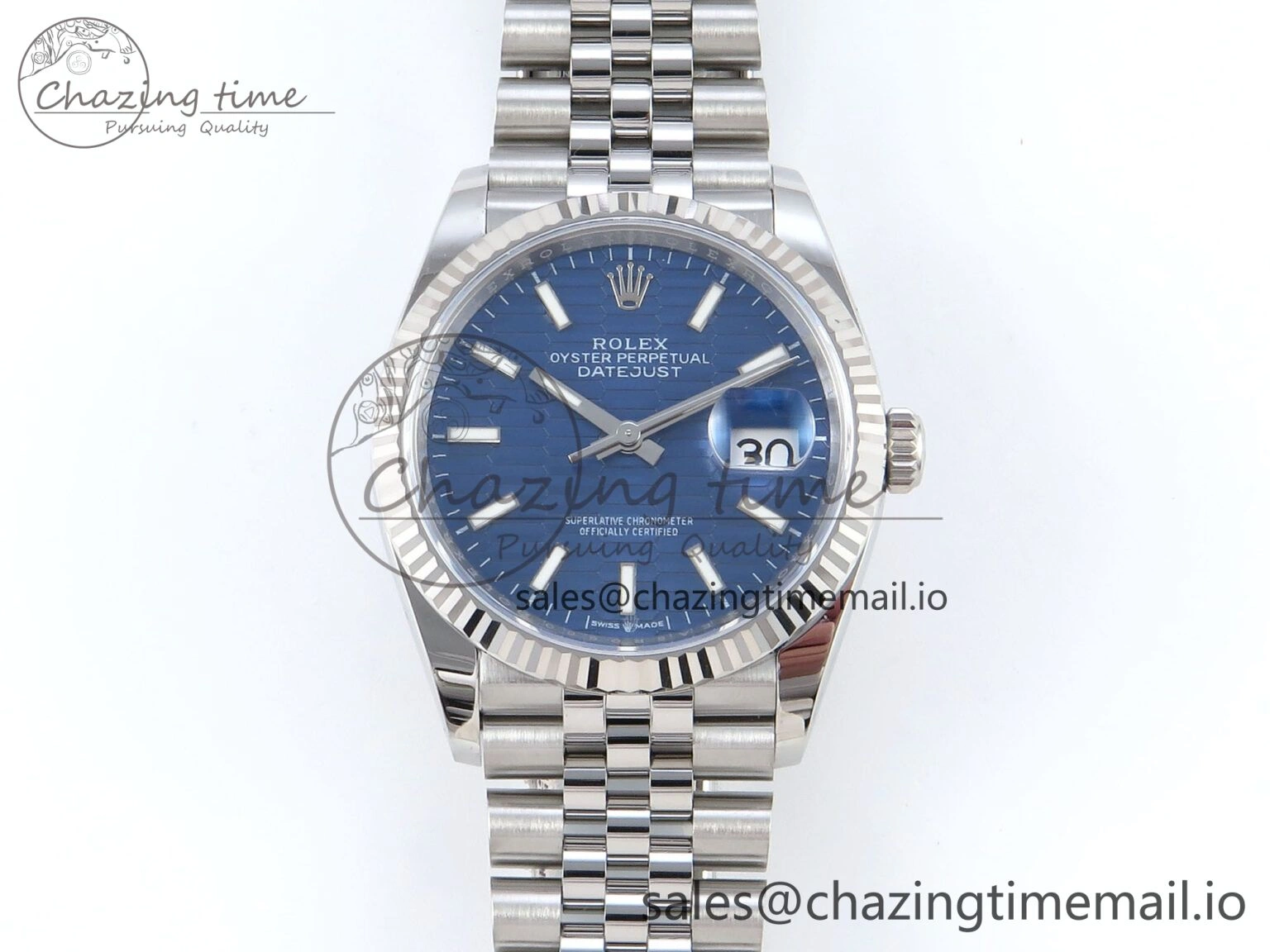 DateJust 36 126234 EWEF Best Edition Blue Textured Dial Stick Marker on Jubilee Bracelet A QuickDry 607
