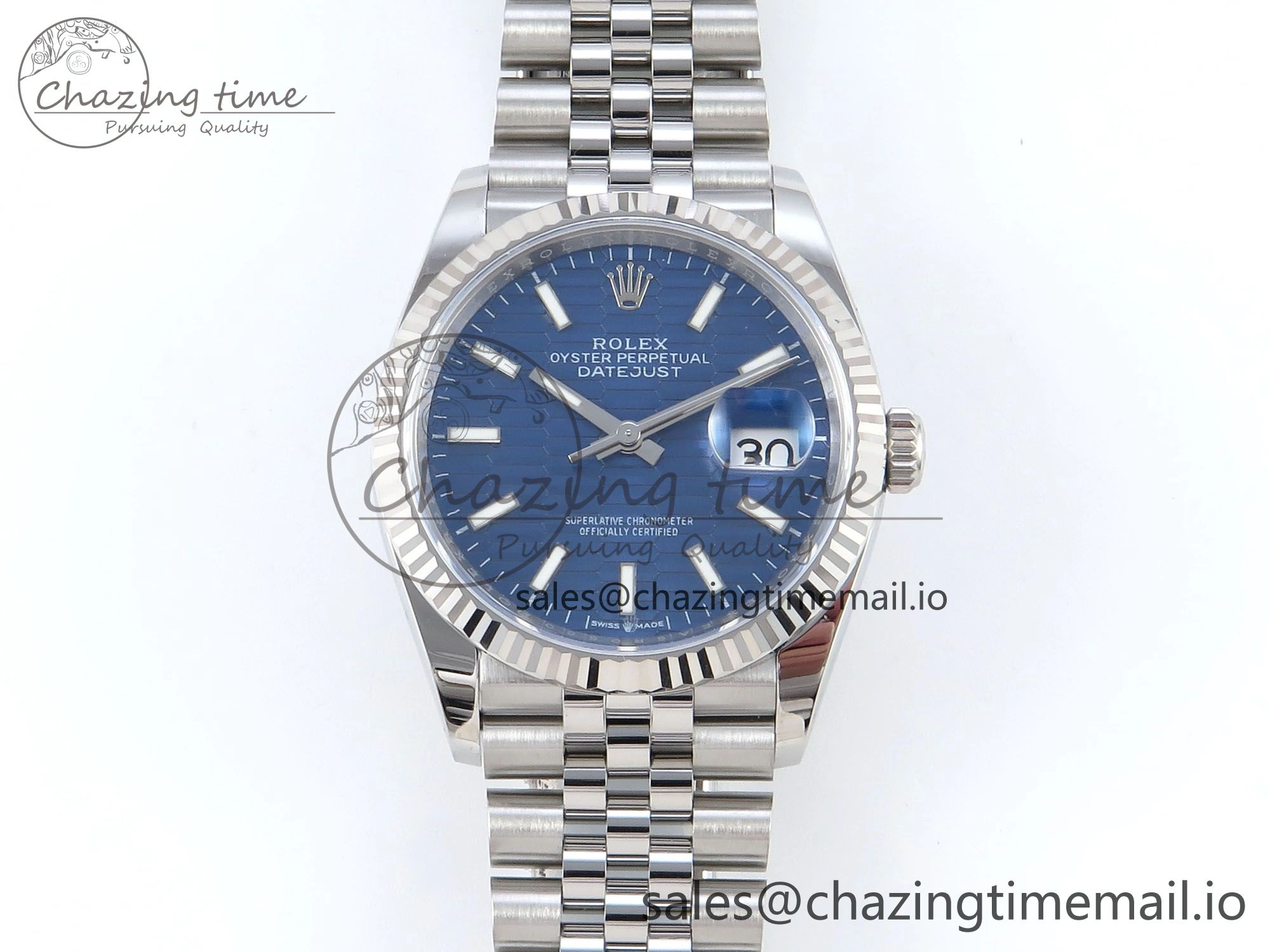 DateJust 36 126234 EWEF Best Edition Blue Textured Dial Stick Marker on Jubilee Bracelet A QuickDry 607