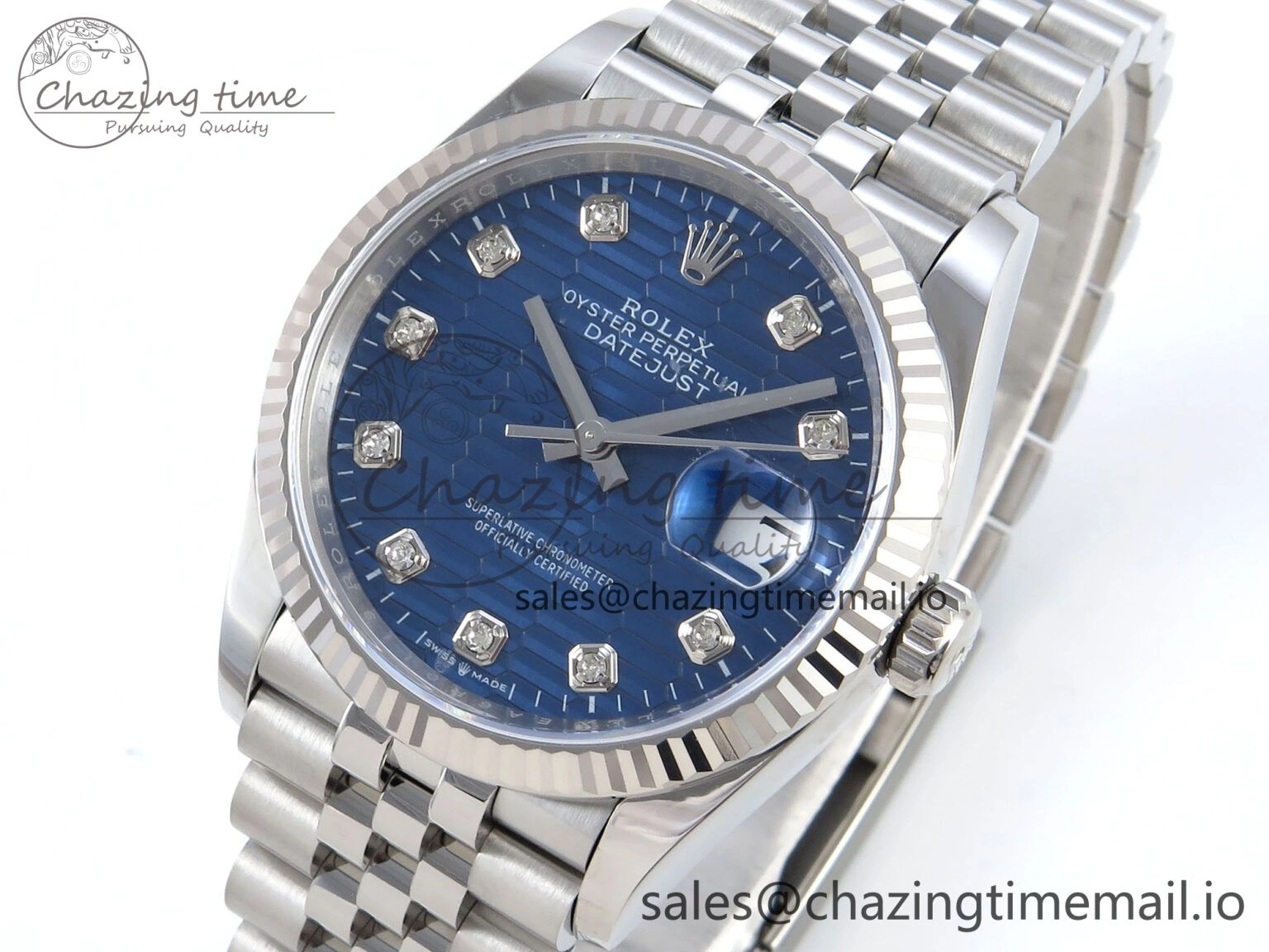 DateJust 36 126234 EWEF Best Edition Blue Textured Diamonds Dial on Jubilee Bracelet A Functional 612