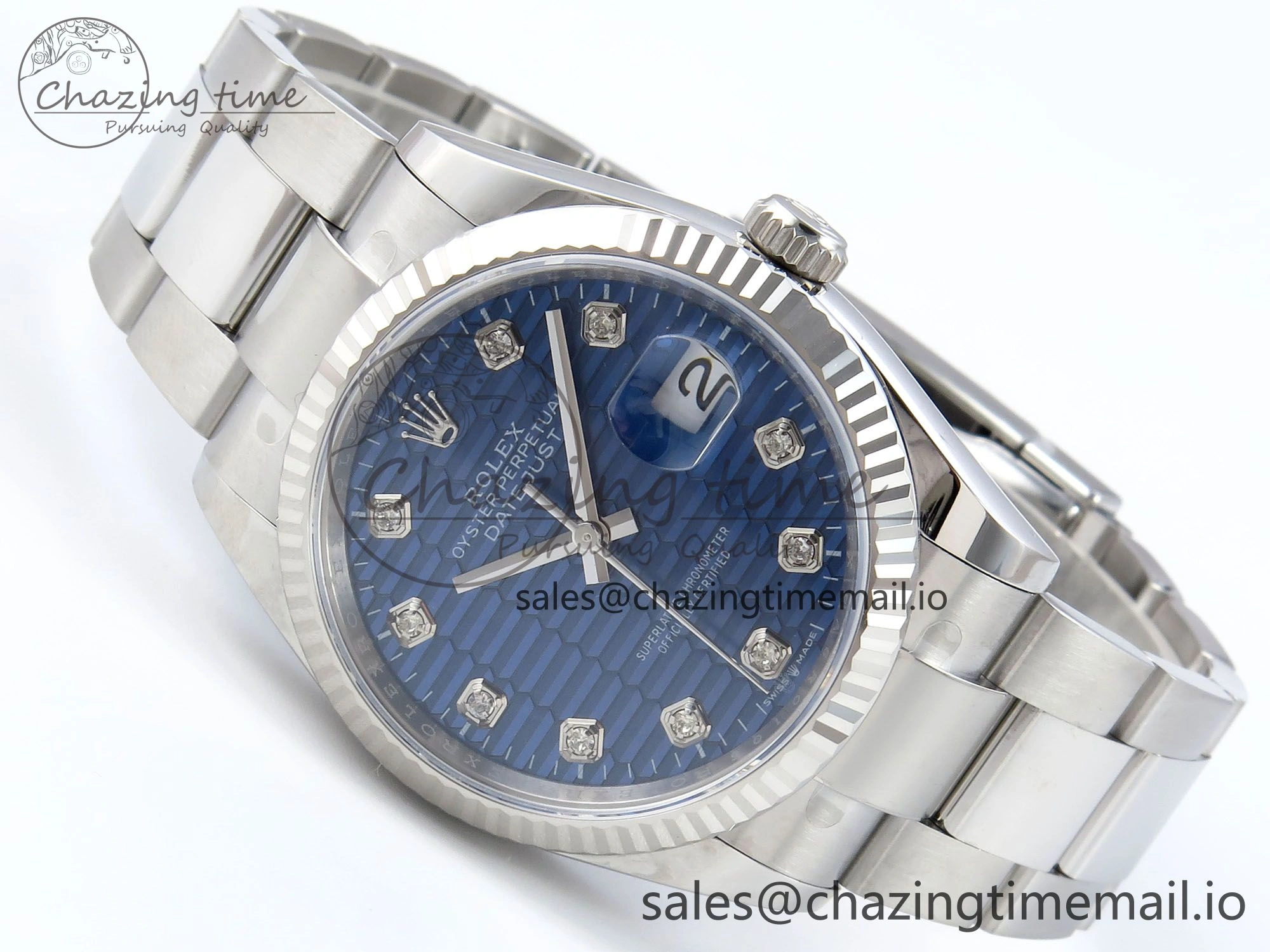 DateJust 36 126234 EWEF Best Edition Blue Textured Diamonds Dial on Oyster Bracelet A Snug 689