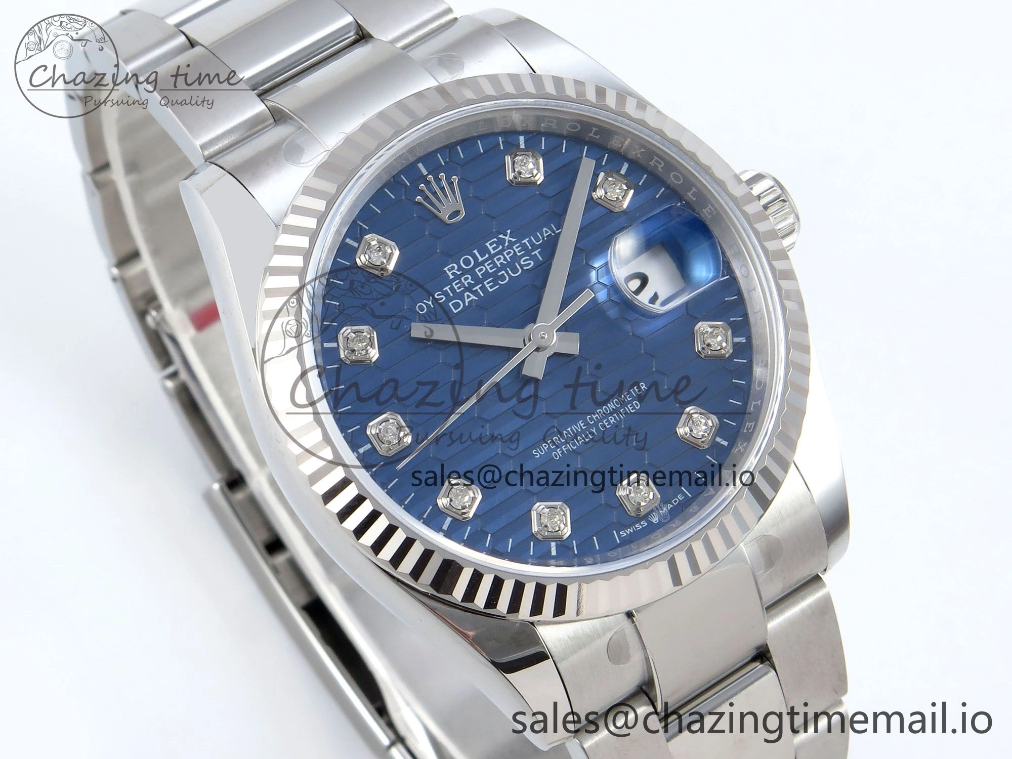 DateJust 36 126234 EWEF Best Edition Blue Textured Diamonds Dial on Oyster Bracelet A Snug 689