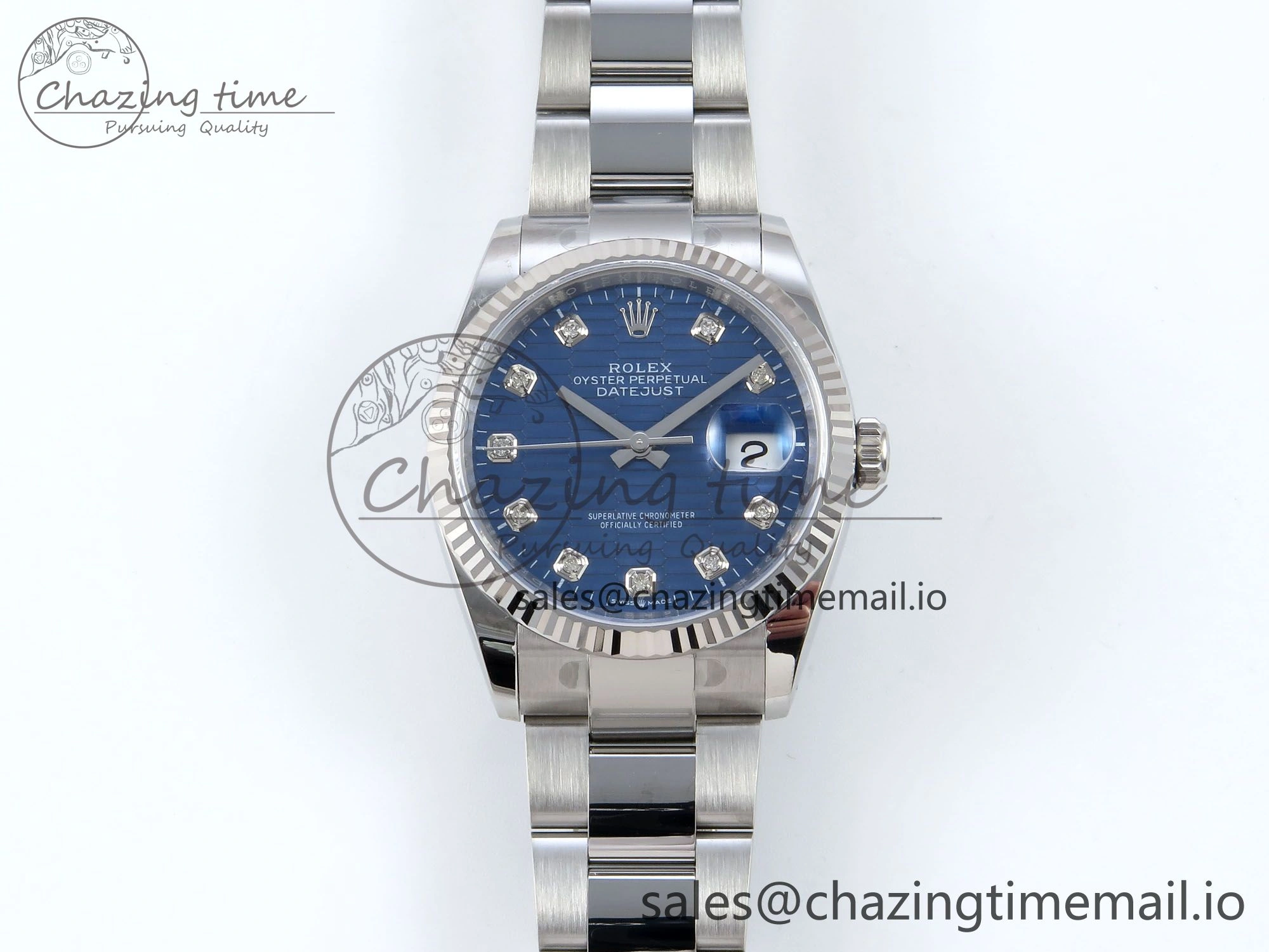 DateJust 36 126234 EWEF Best Edition Blue Textured Diamonds Dial on Oyster Bracelet A Snug 689