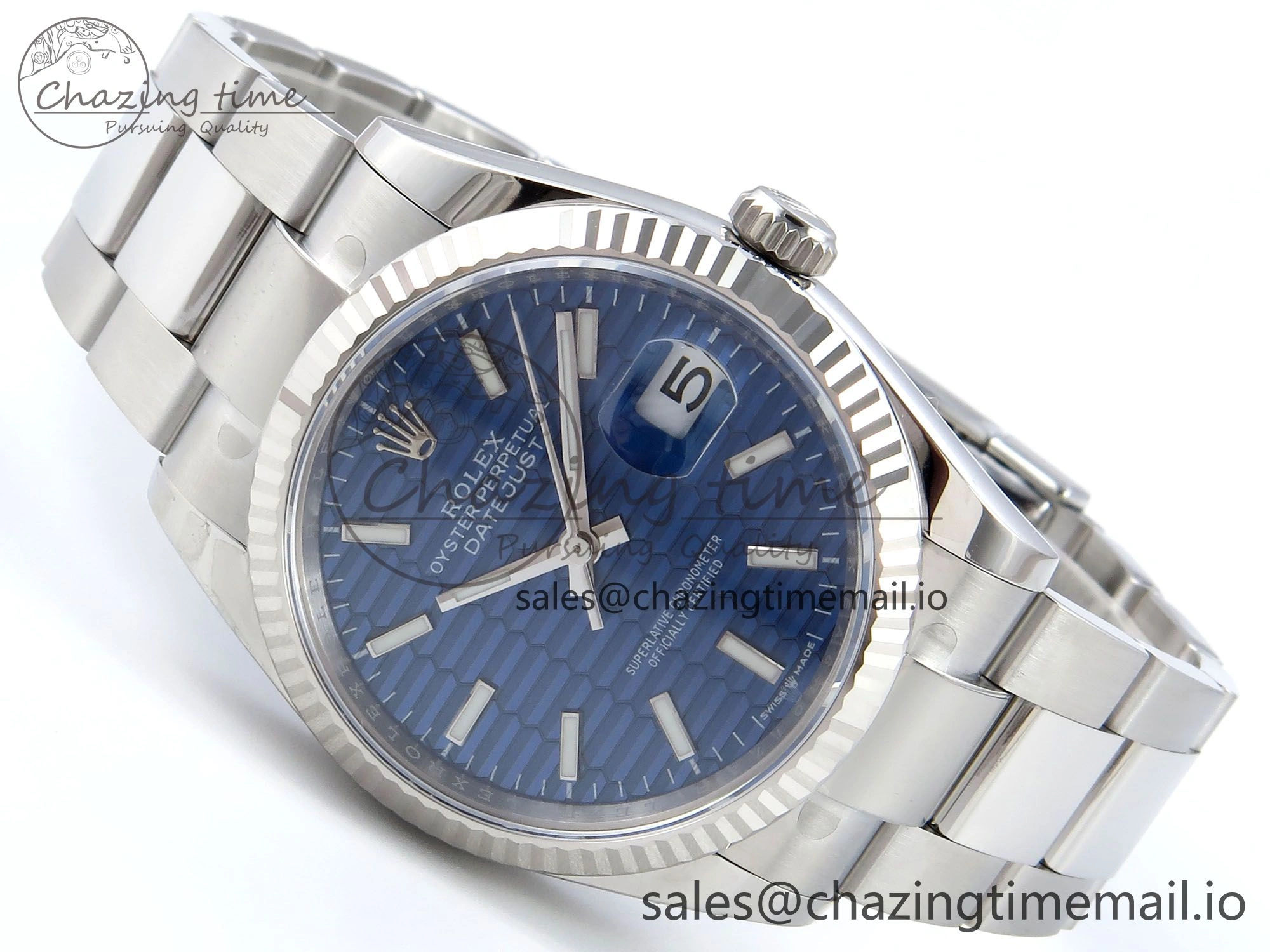 DateJust 36 126234 EWEF Best Edition Blue Textured Stick Dial on Oyster Bracelet A GoAnywhere 682