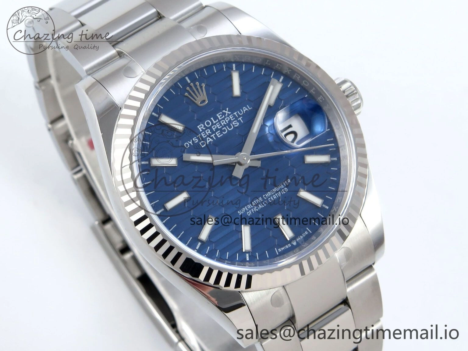 DateJust 36 126234 EWEF Best Edition Blue Textured Stick Dial on Oyster Bracelet A GoAnywhere 682