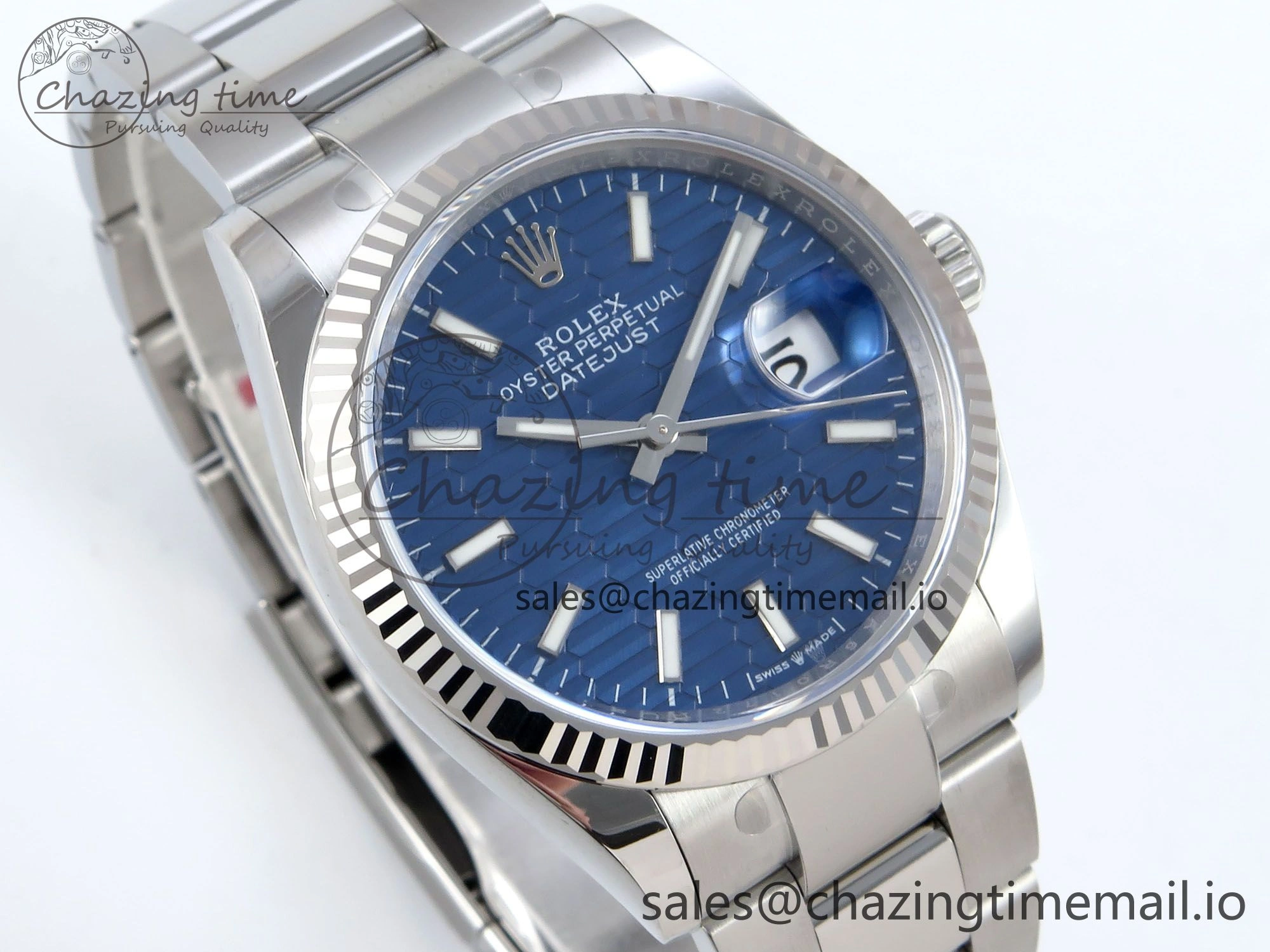 DateJust 36 126234 EWEF Best Edition Blue Textured Stick Dial on Oyster Bracelet A GoAnywhere 682
