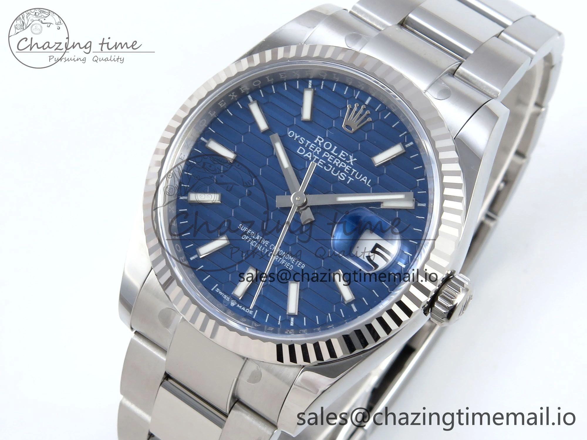 DateJust 36 126234 EWEF Best Edition Blue Textured Stick Dial on Oyster Bracelet A GoAnywhere 682