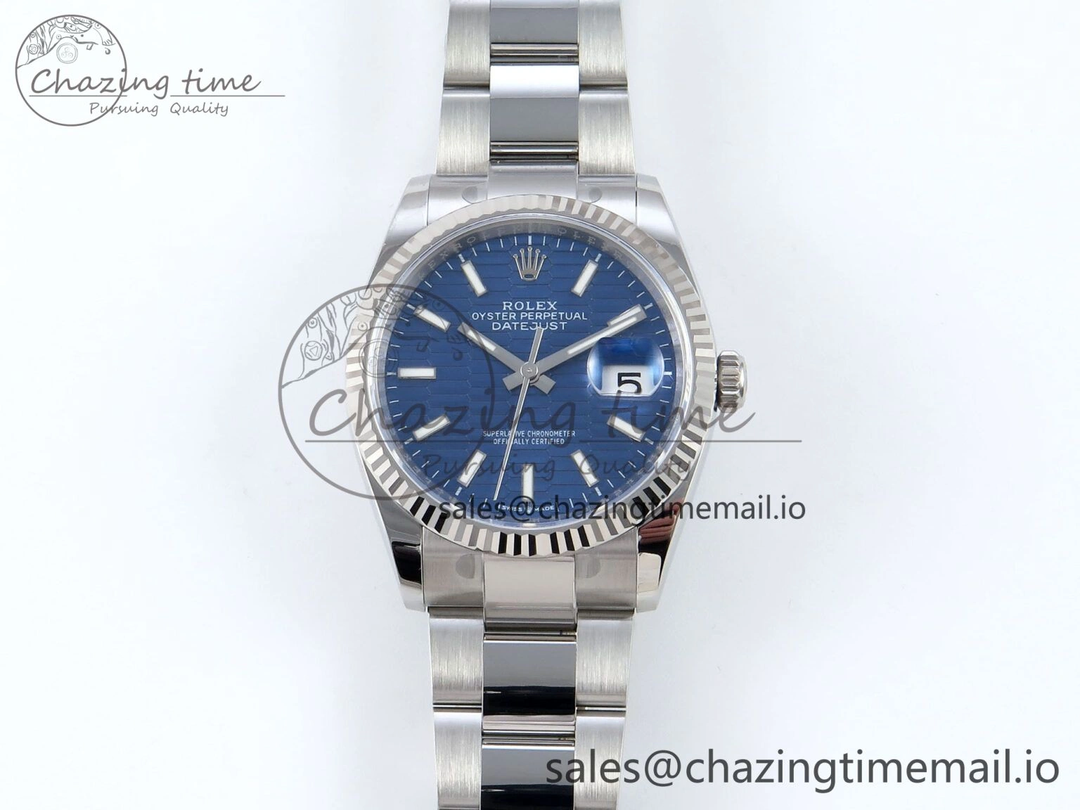 DateJust 36 126234 EWEF Best Edition Blue Textured Stick Dial on Oyster Bracelet A GoAnywhere 682