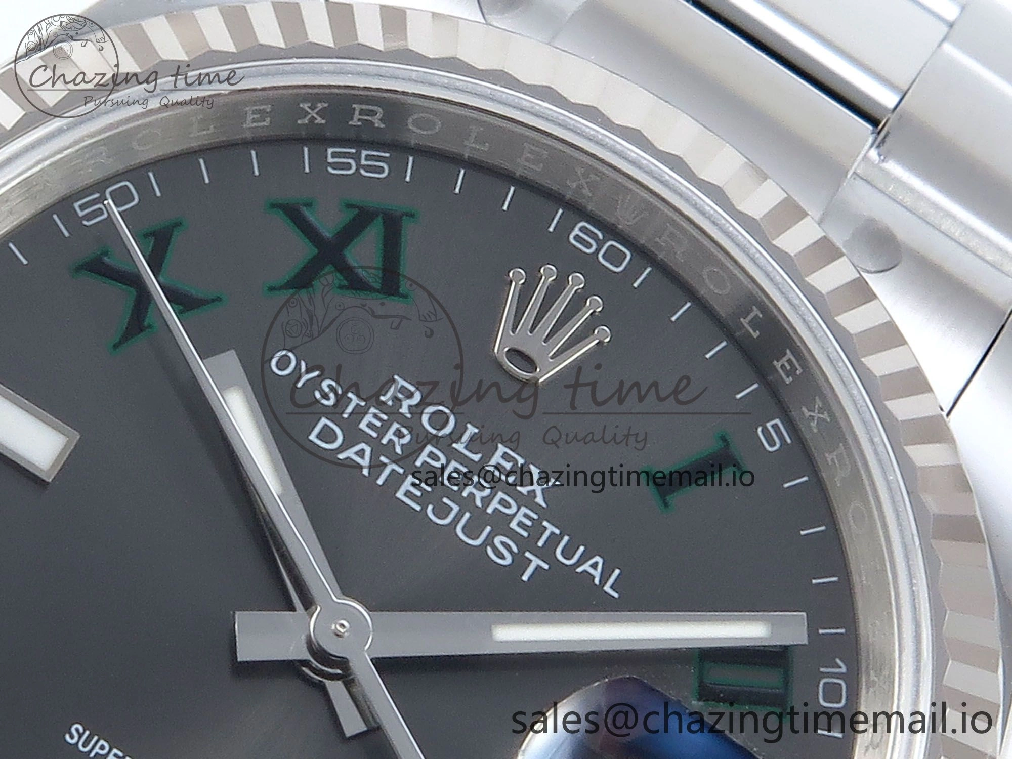 WaterResistant DateJust 36 126234 EWEF Best Edition Gray Dial Green Roman Marker on Oyster Bracelet A 681