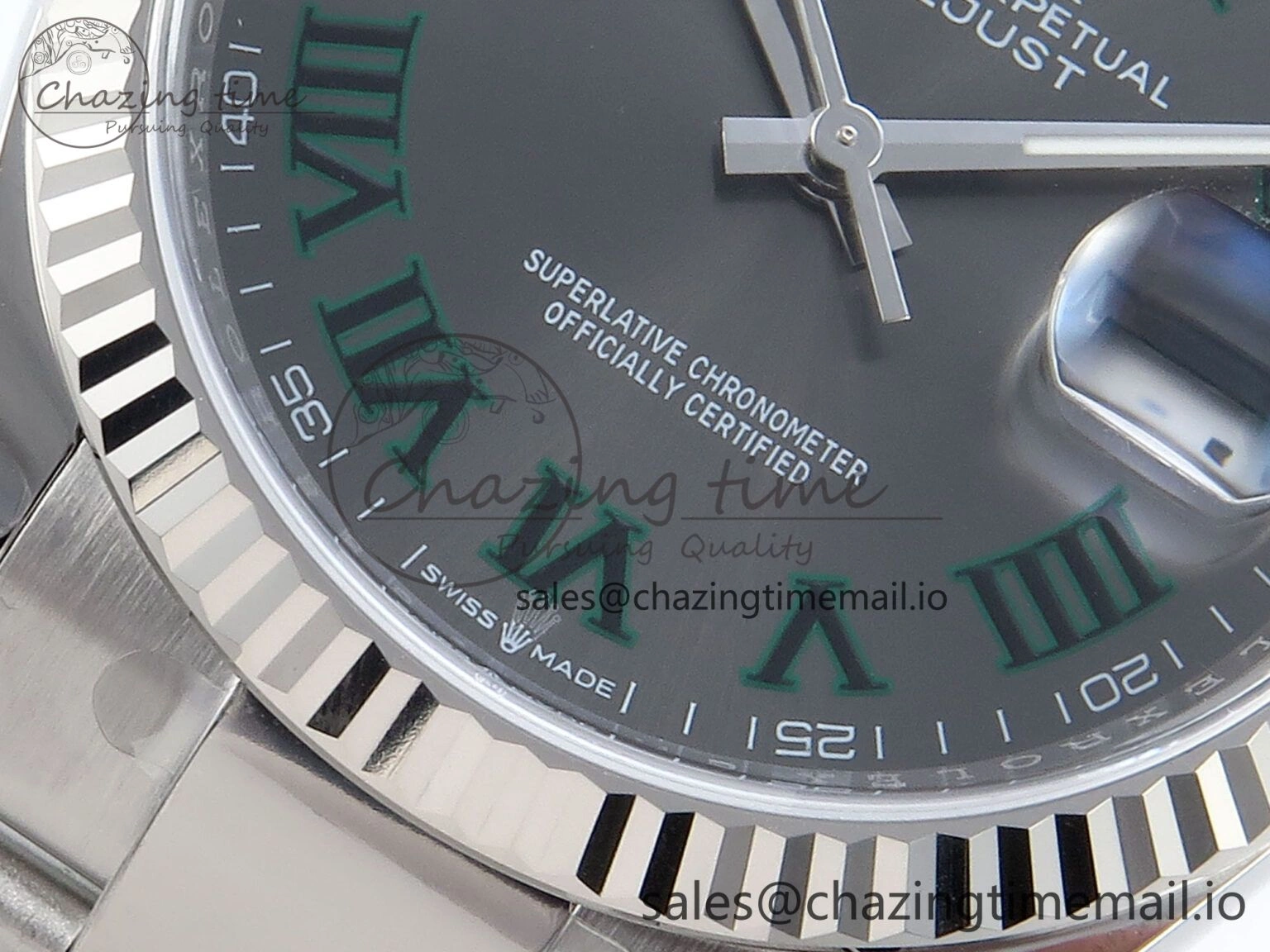 WaterResistant DateJust 36 126234 EWEF Best Edition Gray Dial Green Roman Marker on Oyster Bracelet A 681