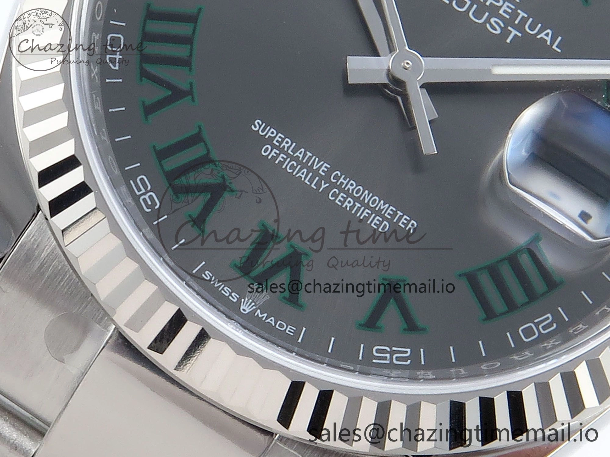 WaterResistant DateJust 36 126234 EWEF Best Edition Gray Dial Green Roman Marker on Oyster Bracelet A 681