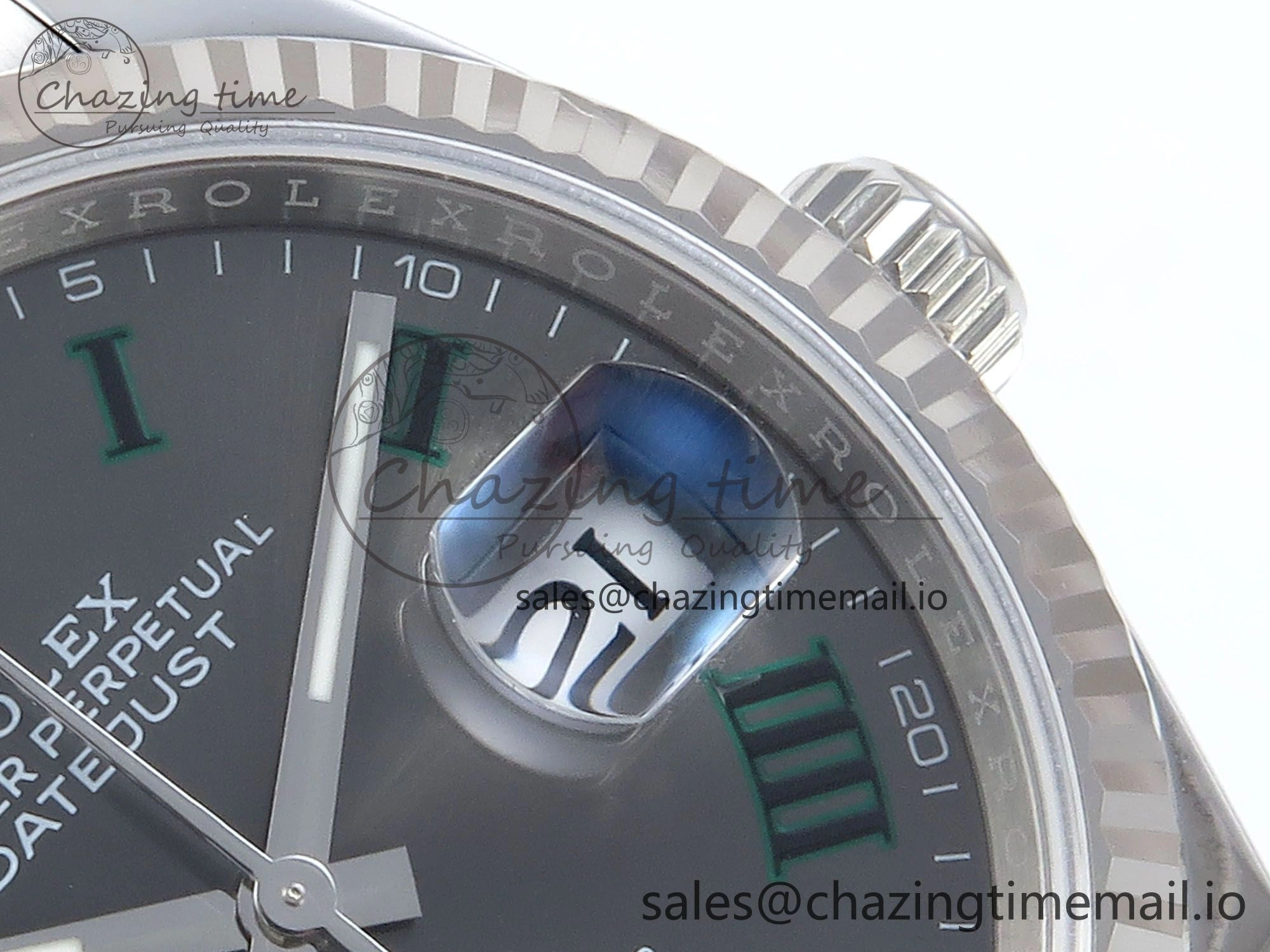 WaterResistant DateJust 36 126234 EWEF Best Edition Gray Dial Green Roman Marker on Oyster Bracelet A 681