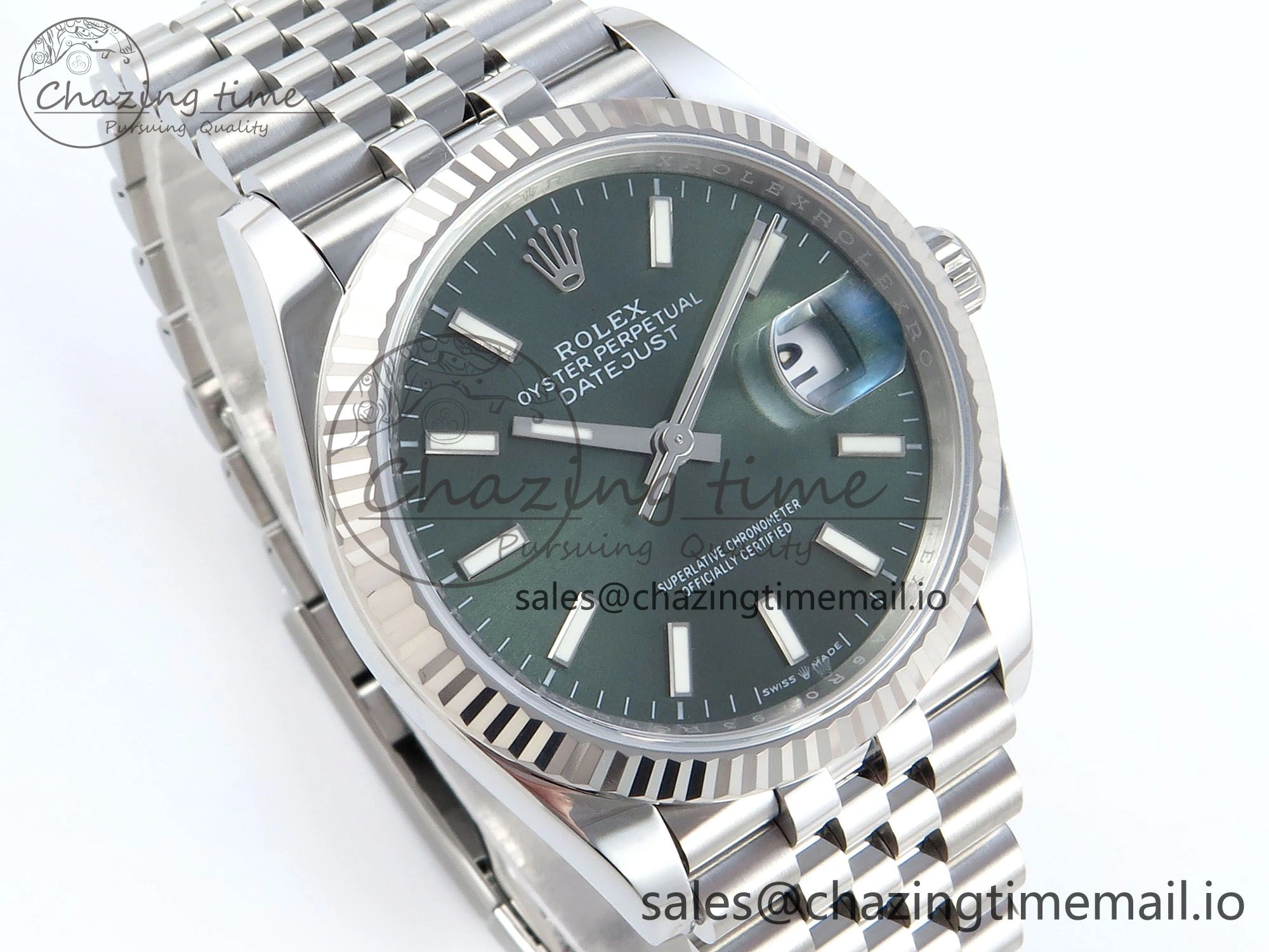 Contemporary DateJust 36 126234 EWEF Best Edition Green Dial Stick Marker on Jubilee Bracelet A 615