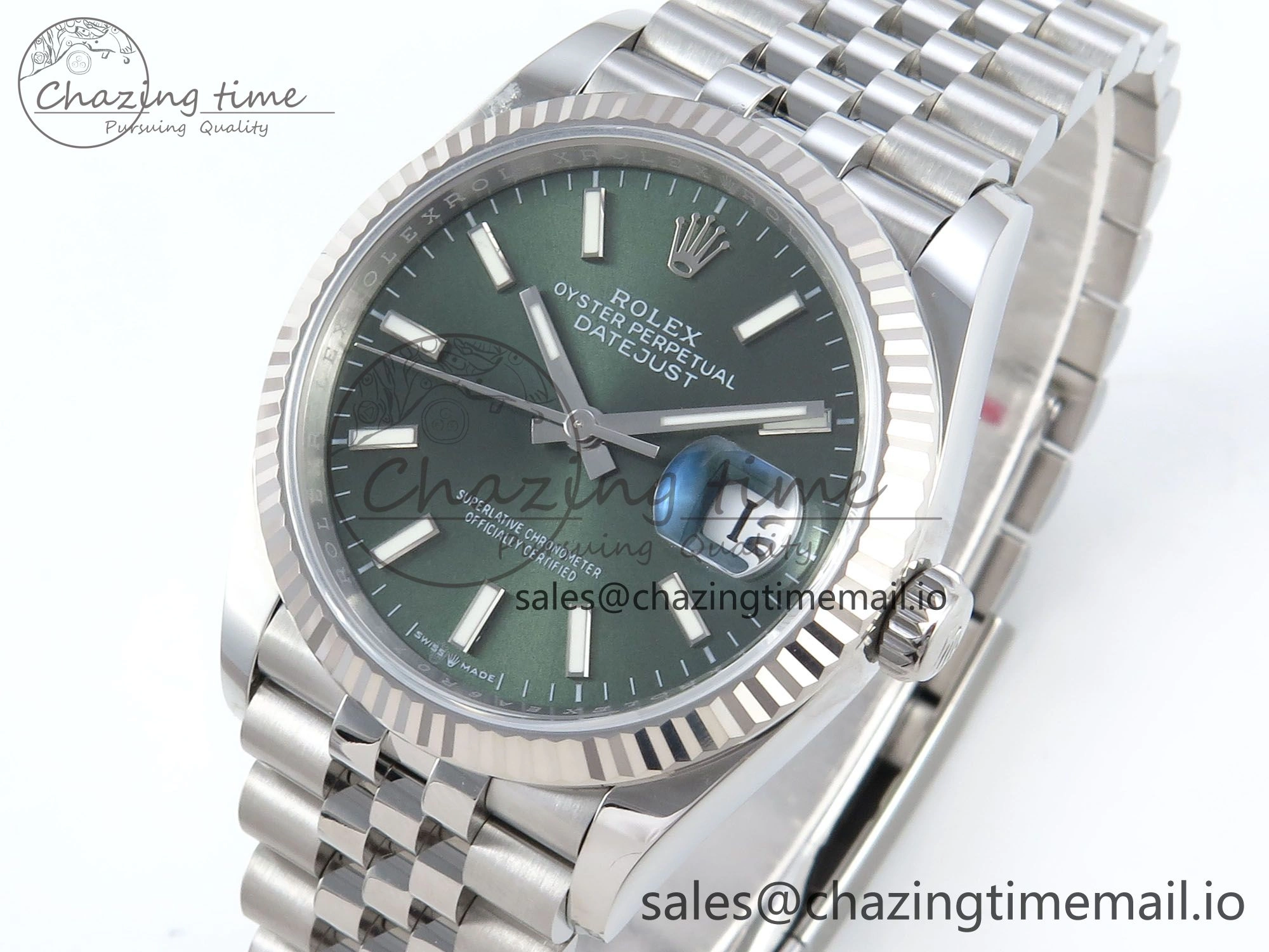 Contemporary DateJust 36 126234 EWEF Best Edition Green Dial Stick Marker on Jubilee Bracelet A 615