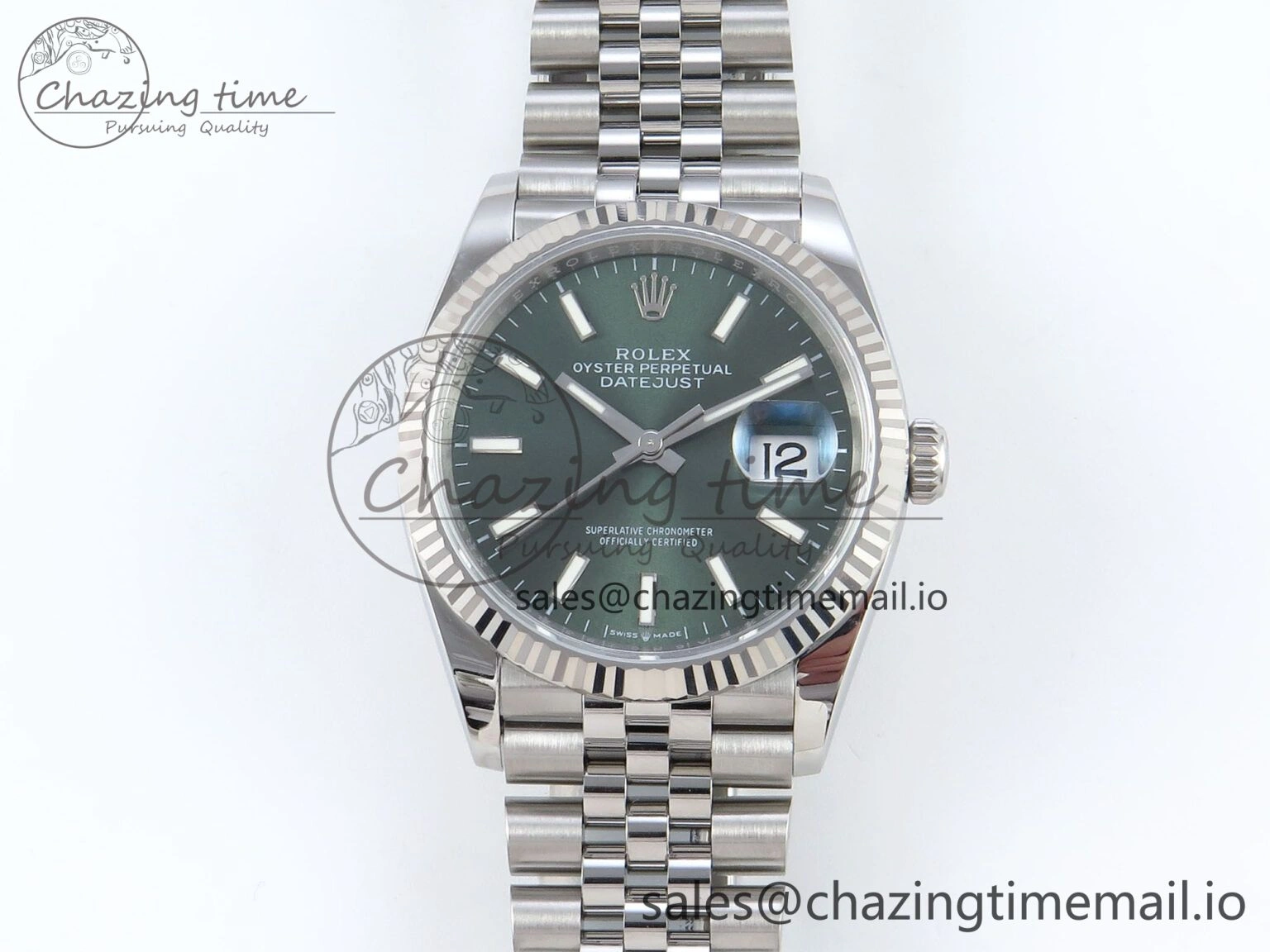 Contemporary DateJust 36 126234 EWEF Best Edition Green Dial Stick Marker on Jubilee Bracelet A 615