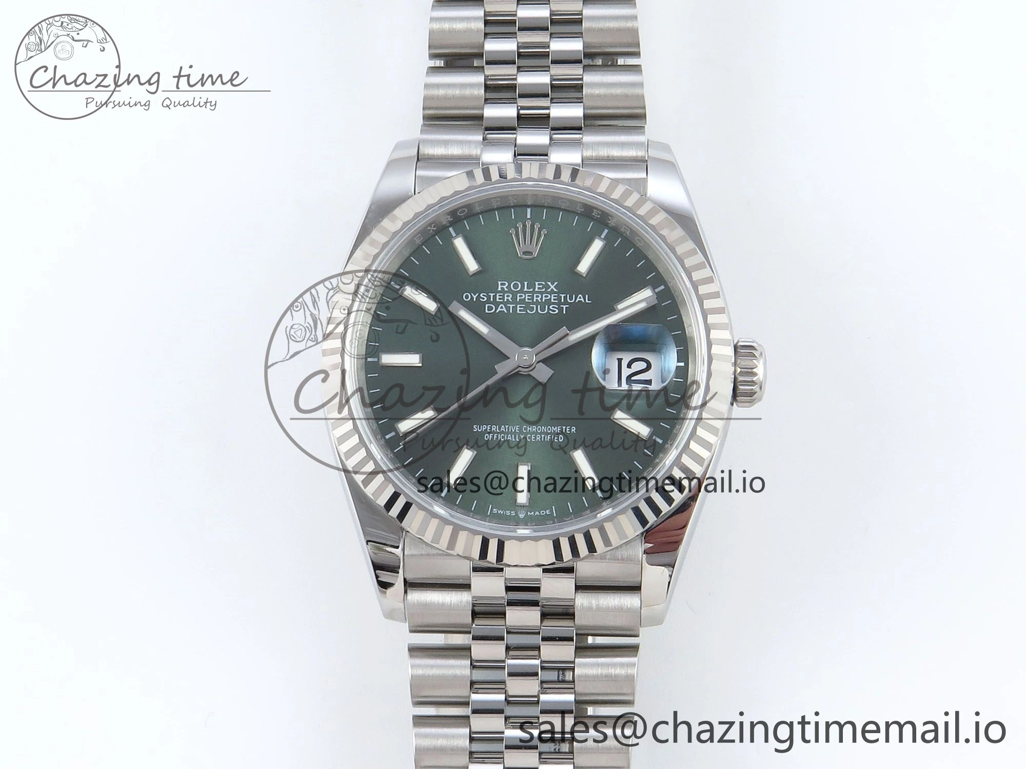 Contemporary DateJust 36 126234 EWEF Best Edition Green Dial Stick Marker on Jubilee Bracelet A 615