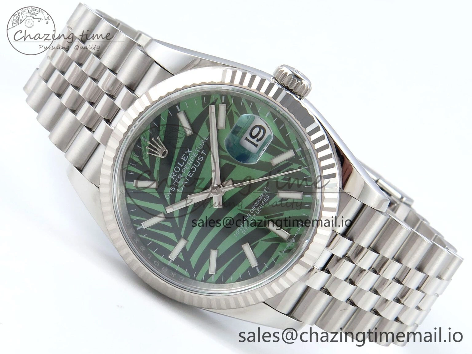 Trendy DateJust 36 126234 EWEF Best Edition Green Leaf Dial Stick Marker on Jubilee Bracelet A 606