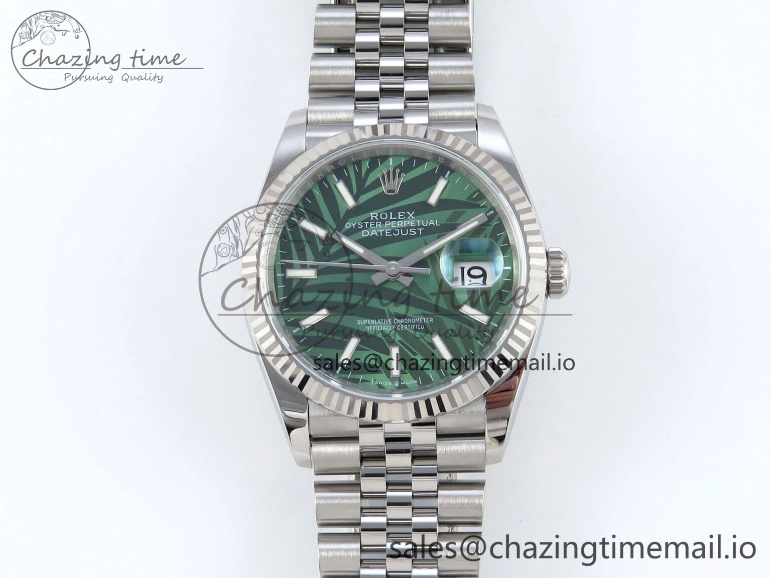 Trendy DateJust 36 126234 EWEF Best Edition Green Leaf Dial Stick Marker on Jubilee Bracelet A 606